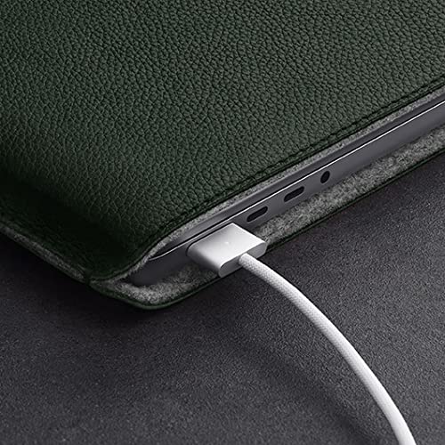 Premium Genuine Leather Sleeve Case for 13-inch MacBook Pro & 13.6-inch MacBook Air - Eco-Friendly Green - Perfect for Office, Travel & Daily Protection