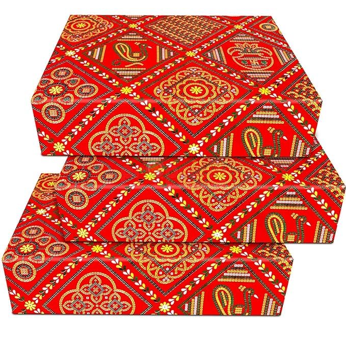 Premium Jaipuri Chunri Design Gift Wrapping Paper Roll - 10 Sheets for Pooja, Rangoli & Diya Decoration | Perfect for Indian Festivals, Wedding Gifts & Home Decor