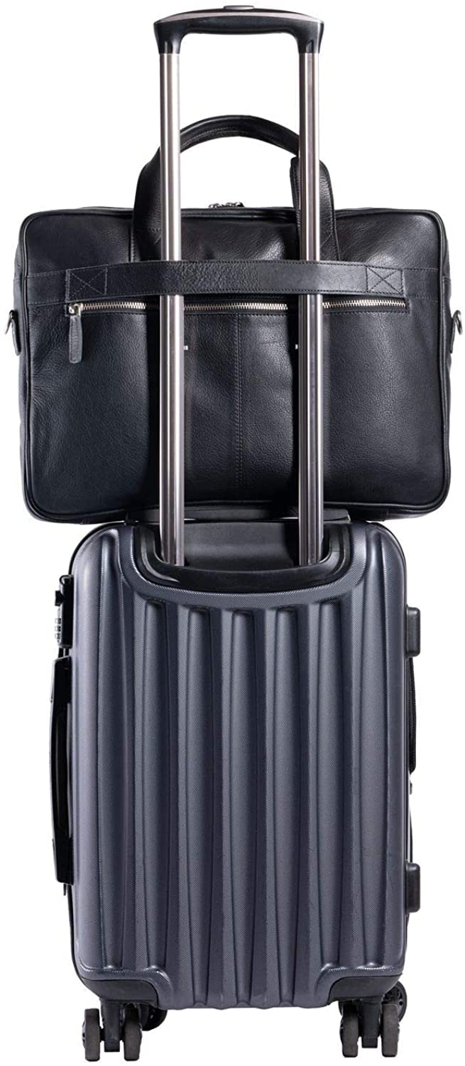 Premium 18 Inch Leather Laptop Briefcase for Men & Women - Stylish Messenger Bag for Office, Business & Travel - Durable Satchel Work Bag (Black) - Perfect for Professionals, Commuters & Business Trips