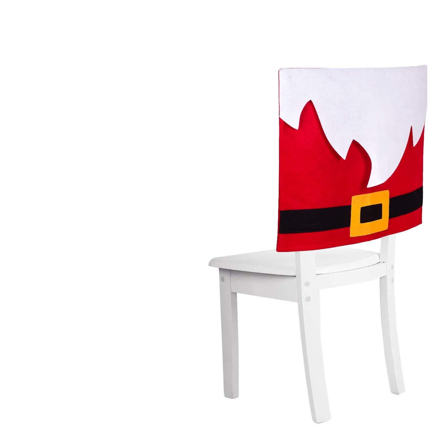 Lvydec 4 Pack Santa Claus Christmas Chair Covers with Belt Buckle - Festive Dining Room Chair Back Covers for Holiday Decor - Perfect for Christmas Parties, Home Decor & Seasonal Celebrations