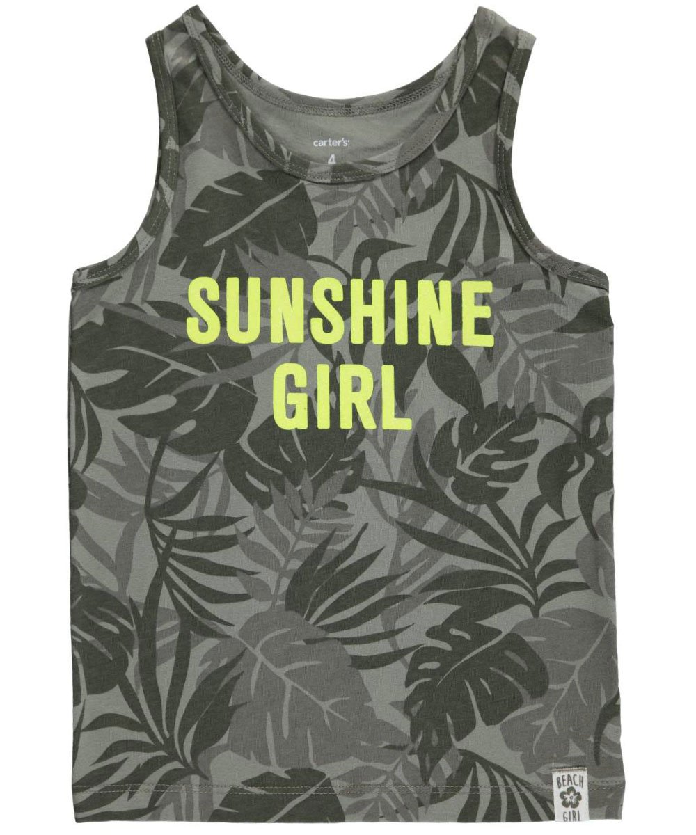 Carters Little Girls Sunshine Girl Tank Top - Olive Green, Size 5 | Soft Cotton Summer Top for Toddler Girls | Perfect for Playdates, Beach & Outdoor Activities