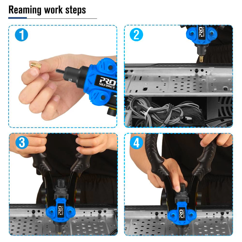 3 in 1 Hand Rivet Nut Gun Set - Heavy Duty Riveting Tool for Metal, Plastic & Wood - Perfect for DIY, Automotive & Home Repair Projects