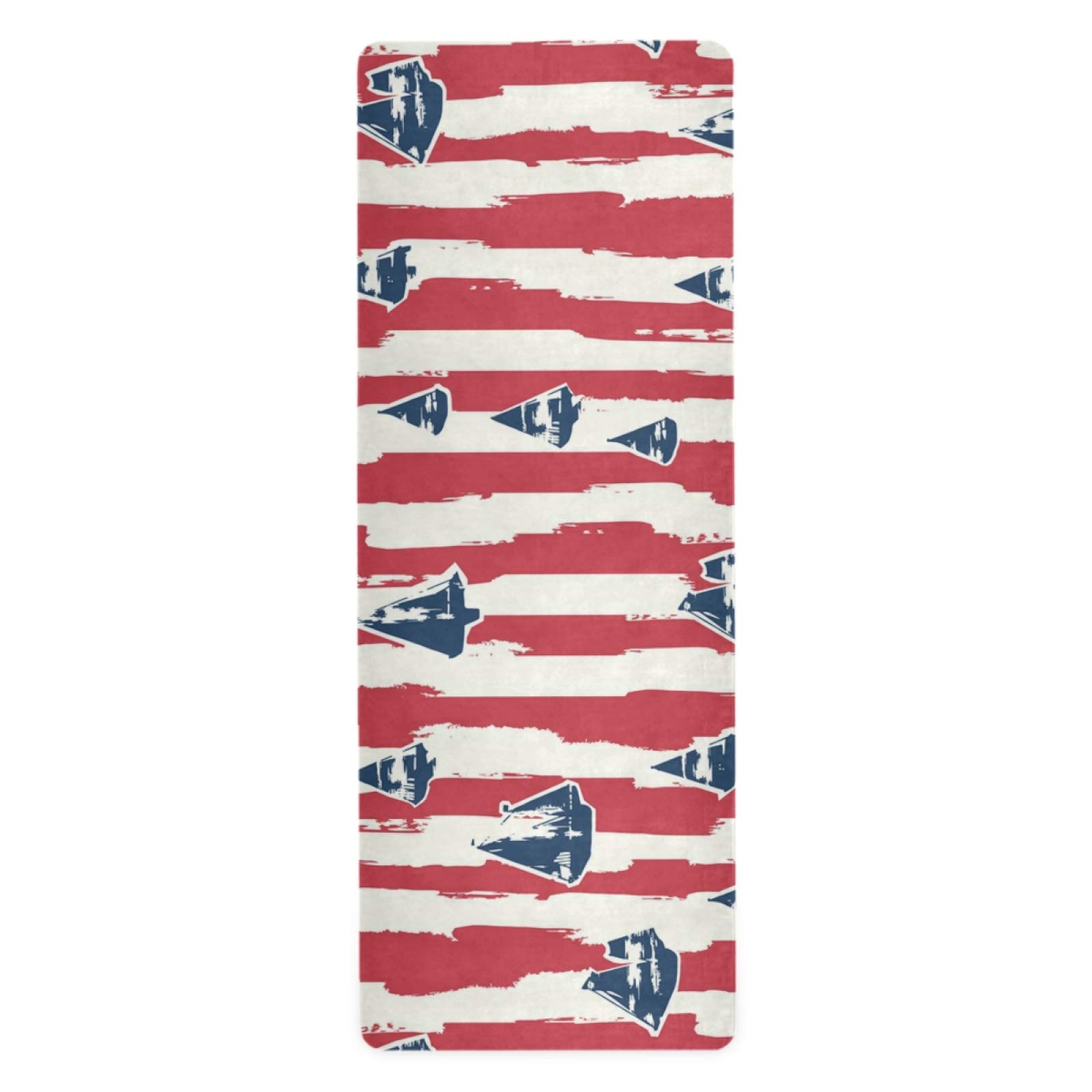 Premium Non-Slip Red Stripe Sailboat Yoga Mat - Eco-Friendly Exercise Mat for Yoga, Pilates & Gym - 71