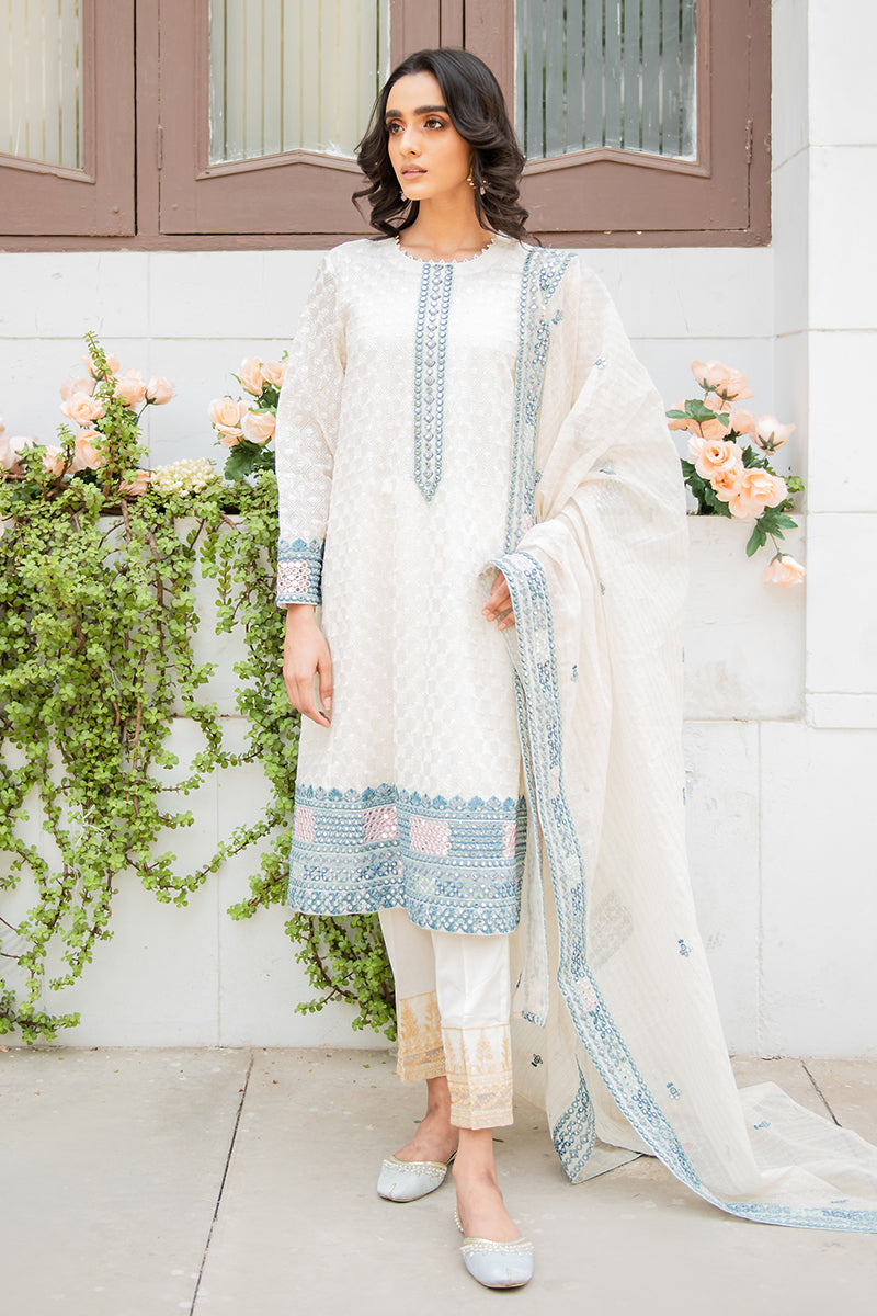 MAHTAB 2PC Set (Embroidered Shirt & Dupatta) - Traditional Pakistani/Indian Outfit for Weddings, Parties & Festivals