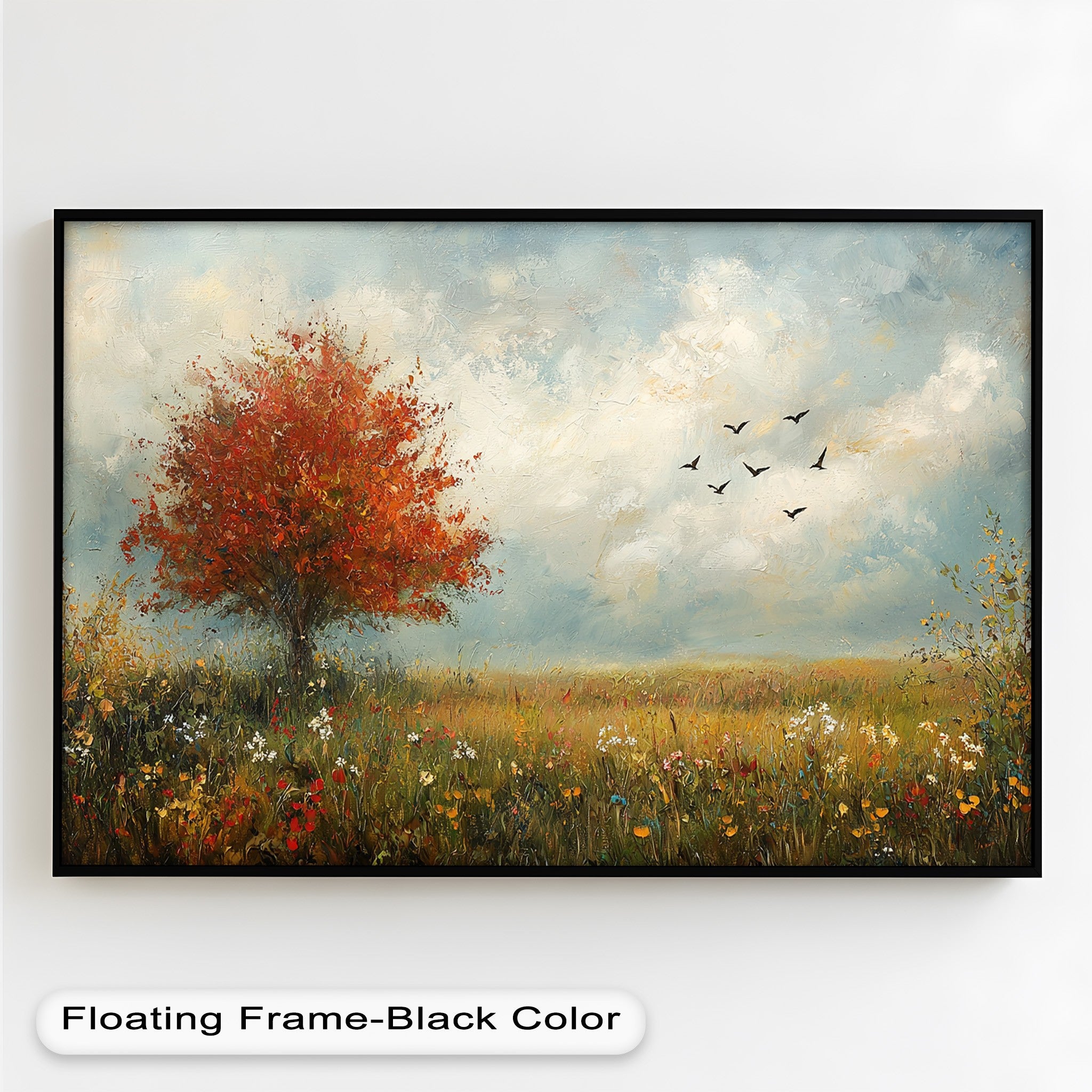 Autumn Serenity Tree Landscape Oil Painting - Handmade Canvas Art for Living Room, Bedroom & Office Wall Decor