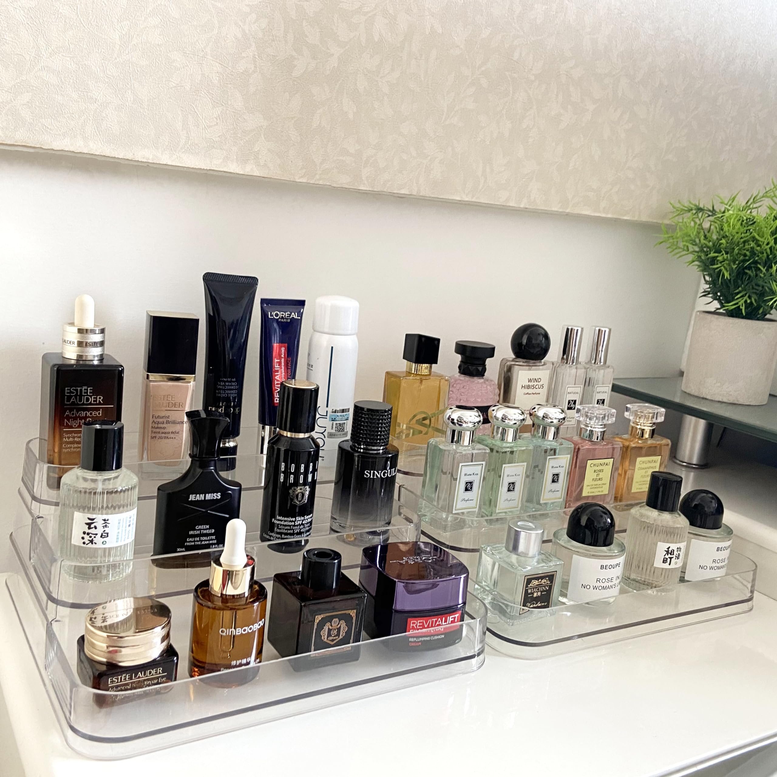 2-Pack Clear 3-Tier Perfume Organizer Shelf - Sturdy Skincare & Medicine Storage Rack for Lotions, Spices, Vitamins - Perfect for Bathroom Counter, Kitchen Cabinet & Vanity Organization