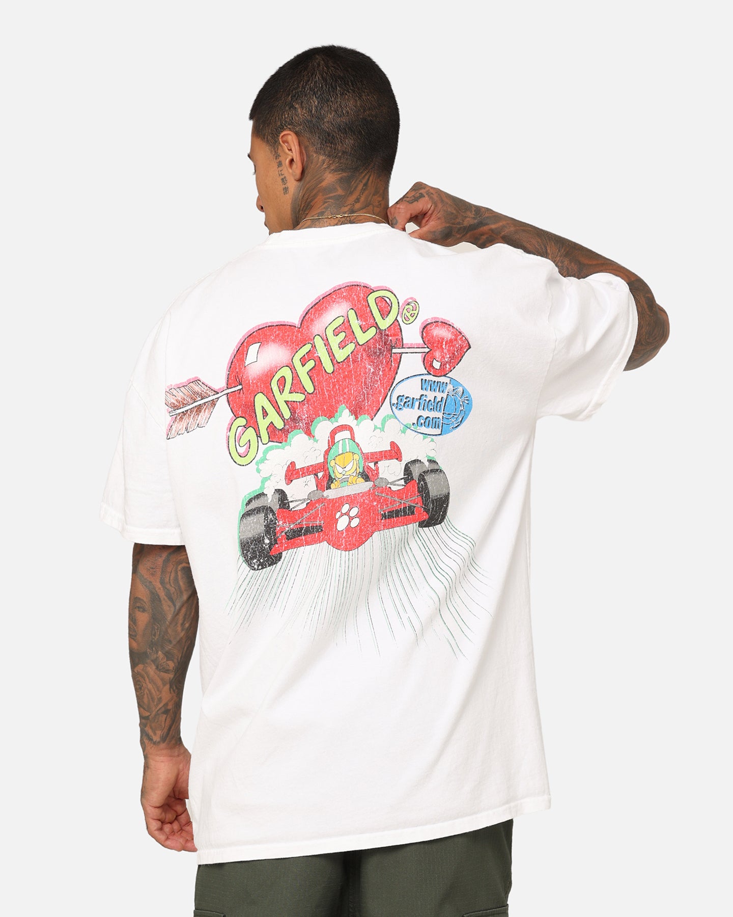 Vintage Garfield Graphic Heavyweight T-Shirt - White | Retro Cartoon Tee for Men & Women | Perfect for Casual Wear, Cosplay & Pop Culture Fans