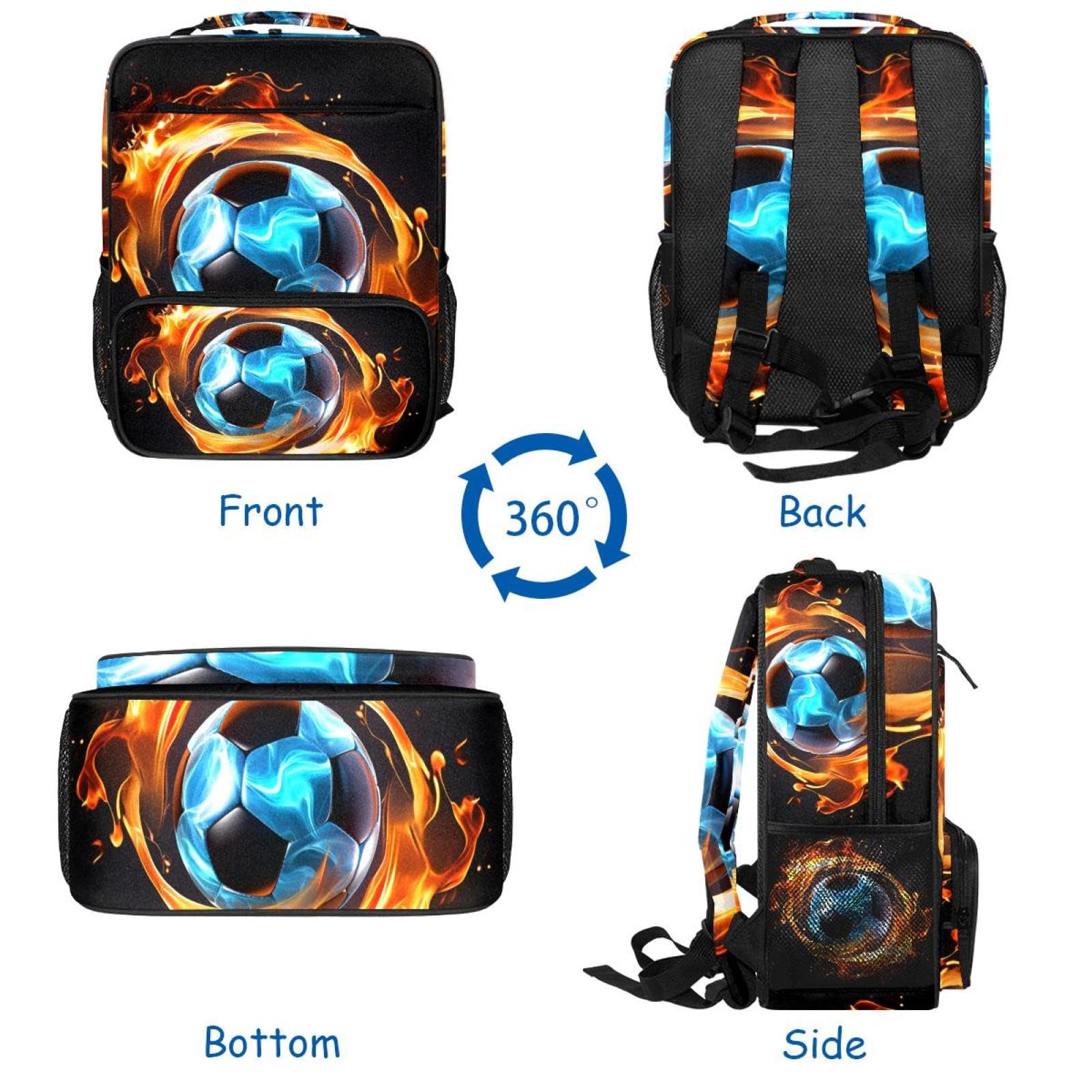 Stylish Travel Backpack for Women & Men - Durable Flaming Football Design Backpack for Hiking, Commuting & Outdoor Adventures