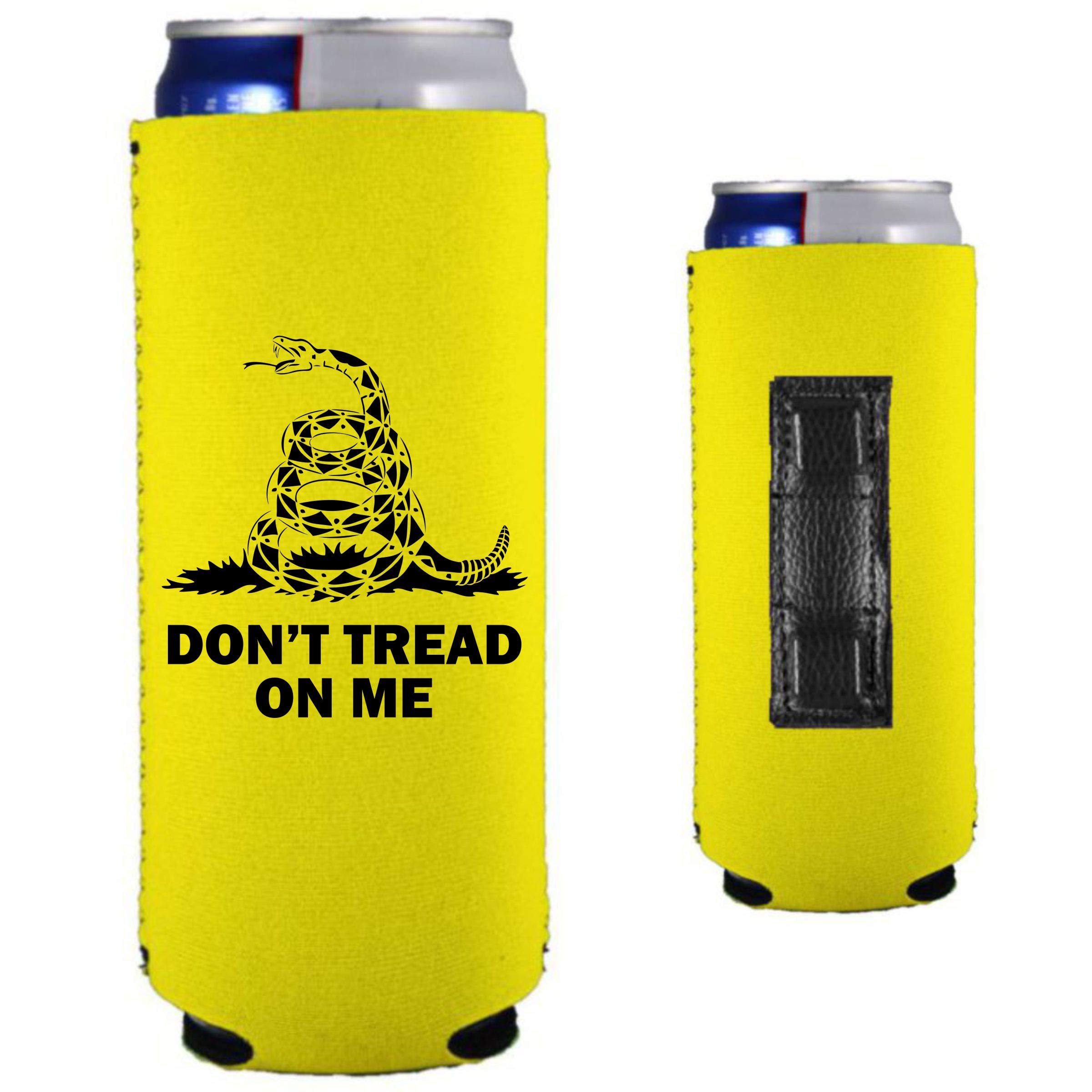 Gadsden Flag Magnetic Slim Can Cooler - Insulated Beer & Soda Can Holder for Camping, Tailgating, and Outdoor Activities