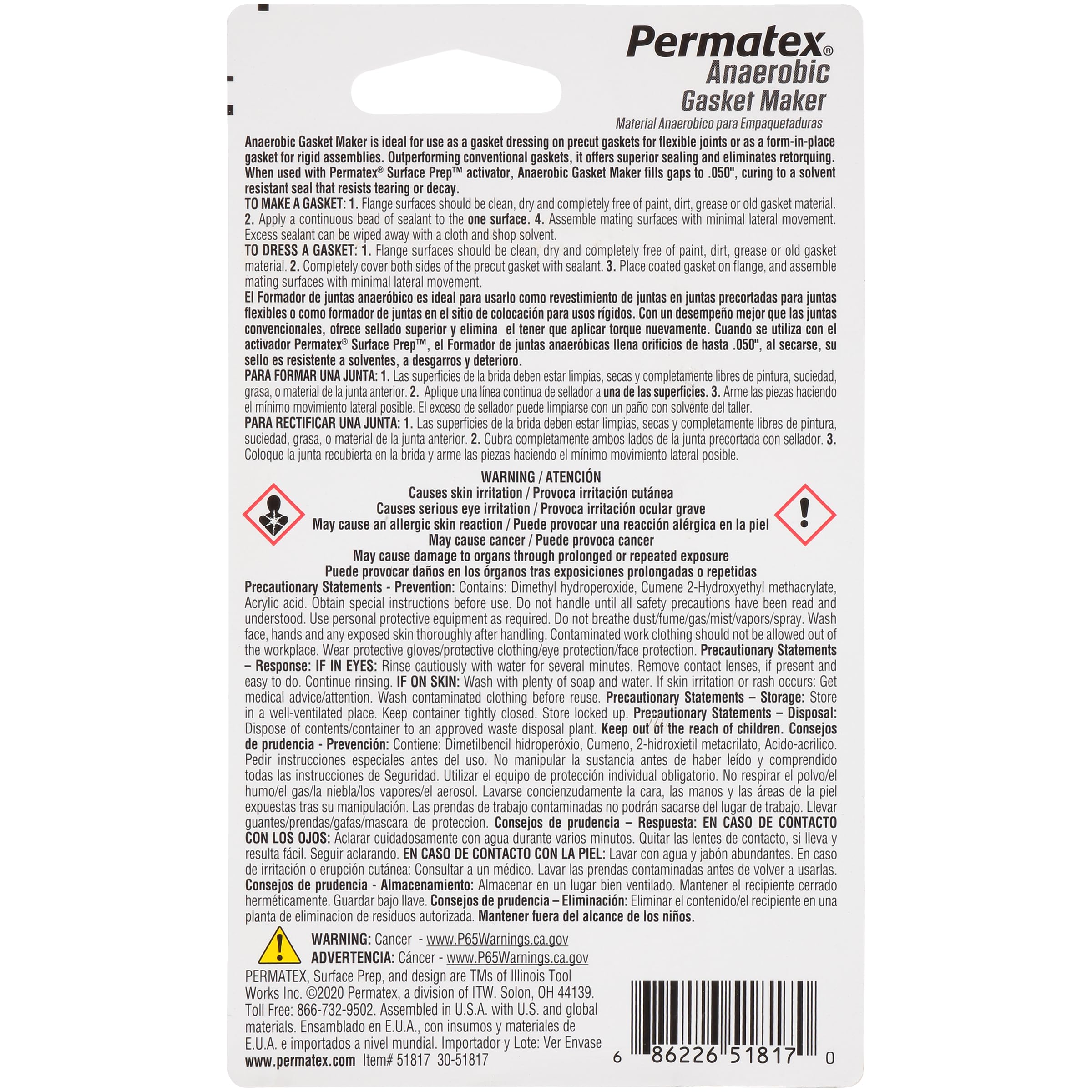 Permatex 51817 6ml Anaerobic Red Gasket Maker Sealant - High Strength Threadlocker for Automotive & Industrial Use - Perfect for Engine Gaskets, Pipe Flanges & Machinery Repairs