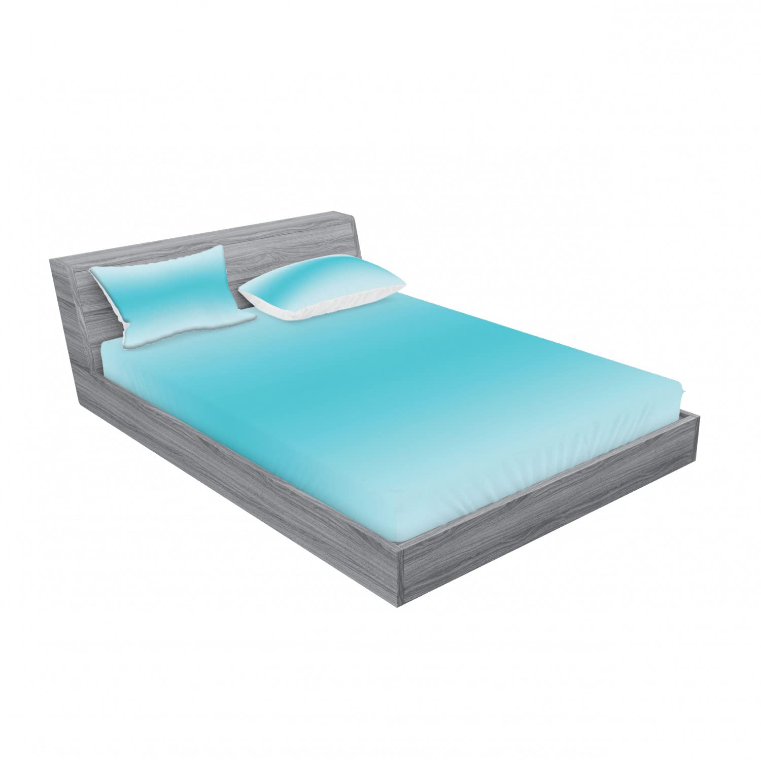 Ambesonne Ombre 2-Piece Fitted Sheet & Pillow Sham Set - Tropical Aquatic Print Queen Size Bedding (Includes 2 Fitted Sheets & 4 Pillow Covers) - Turquoise Blue Ocean Theme for Coastal Bedroom Decor & Beach House Styling