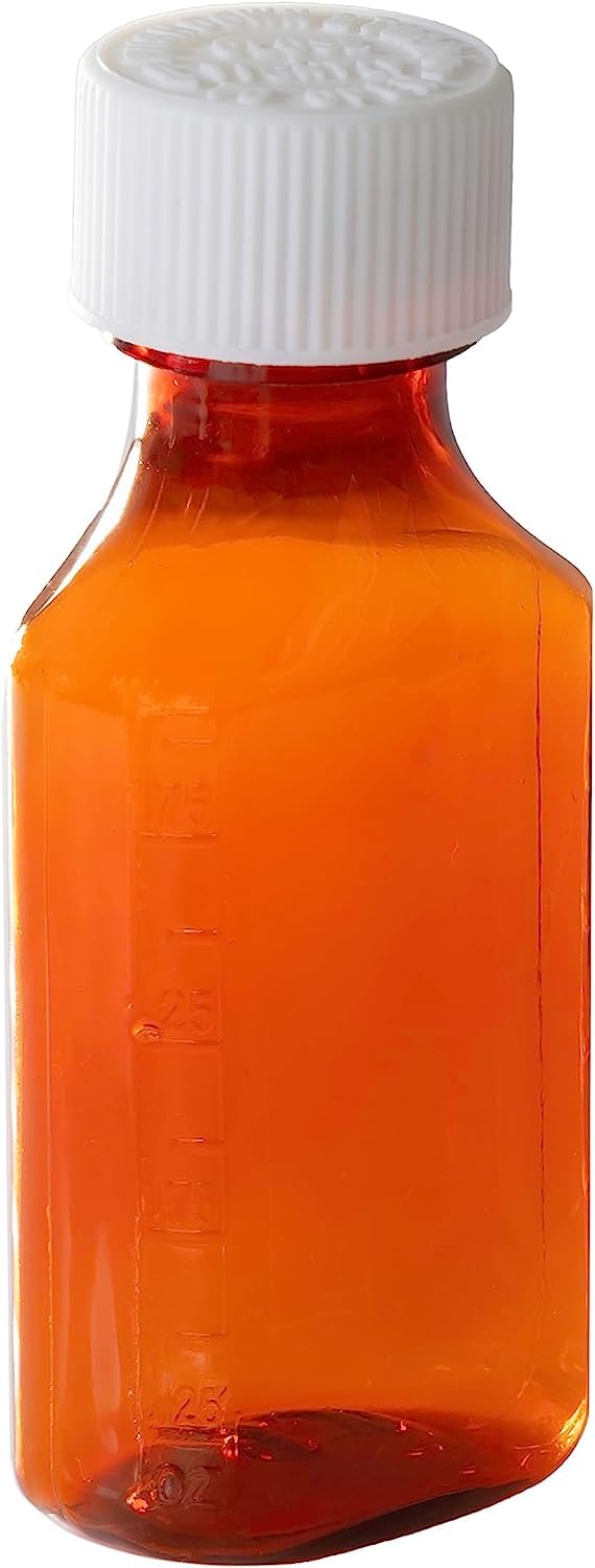 Child Resistant 8oz Amber Plastic Medicine Bottles (5 Pack) - Light-Sensitive Prescription & Pharmaceutical Storage with Safety Lids - Ideal for Pharmacy, Home Medication, and Travel Use
