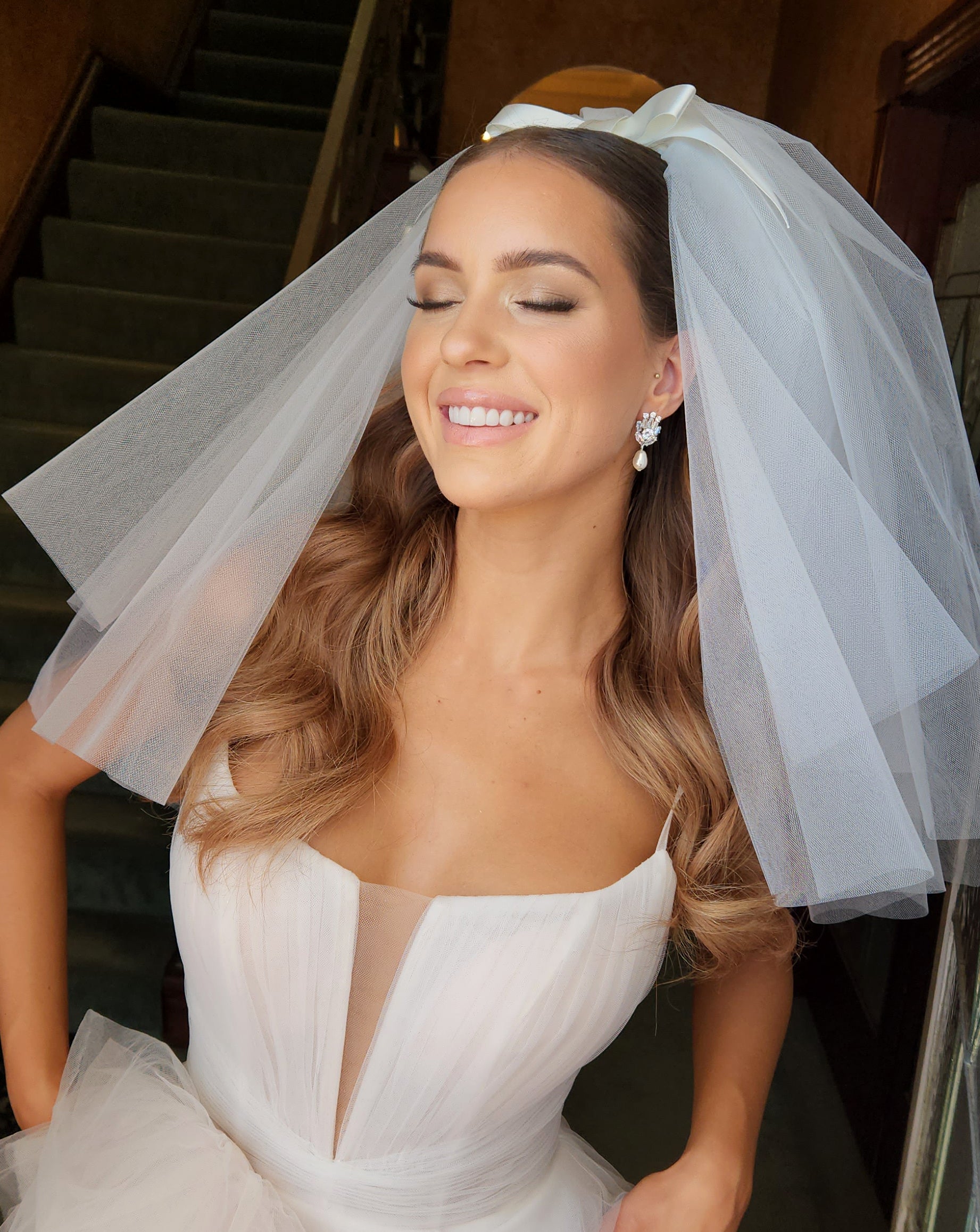 Art Deco Baguette Crystal Stud Bridal Earrings with Pearl Drop | Viva Pearl by Stephanie Browne | Perfect for Weddings, Prom & Formal Events
