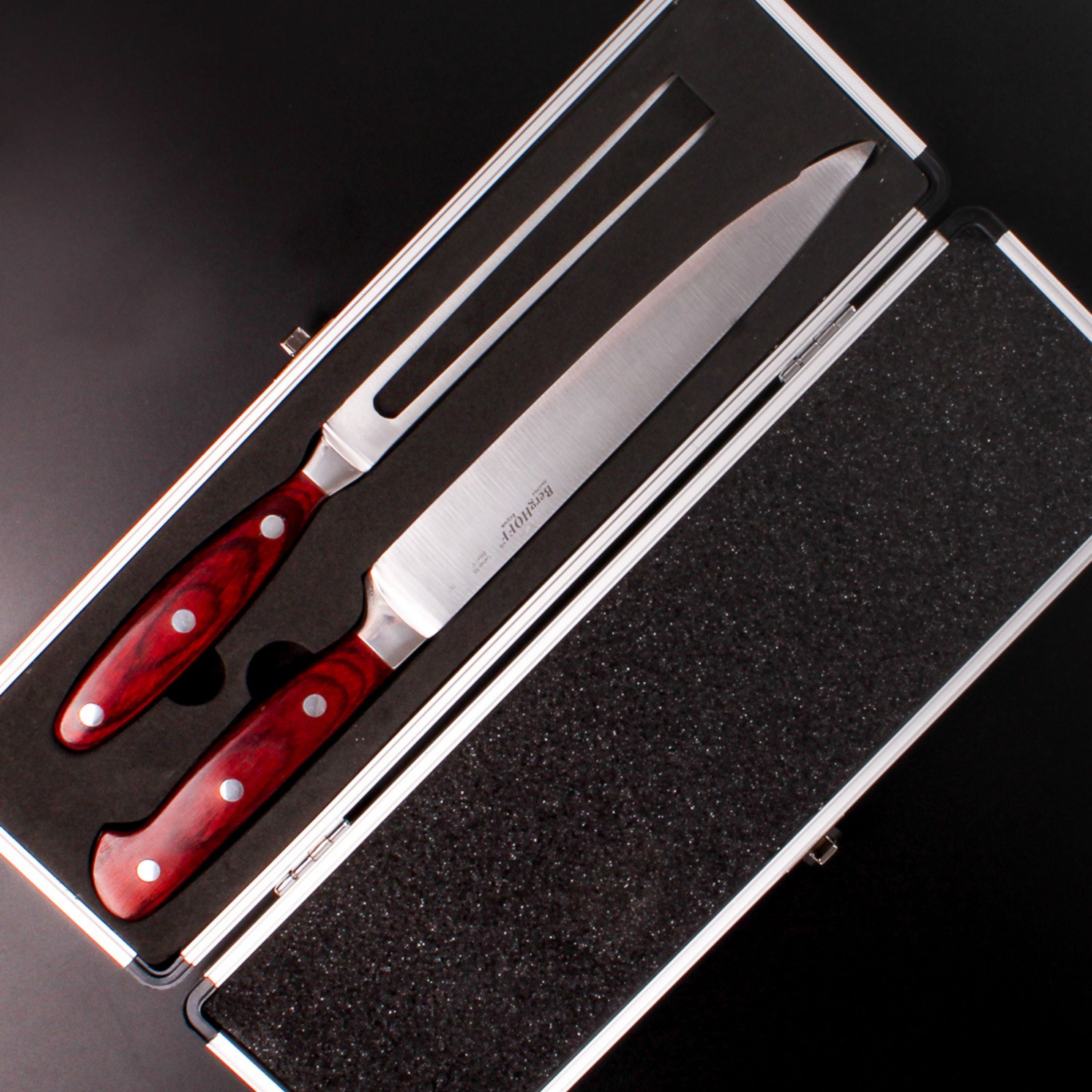 Premium BergHOFF Pakka Wood 7-Piece Stainless Steel Steak & Carving Knife Set - Professional Chef Knives for Meat Cutting, BBQ, and Kitchen Cooking