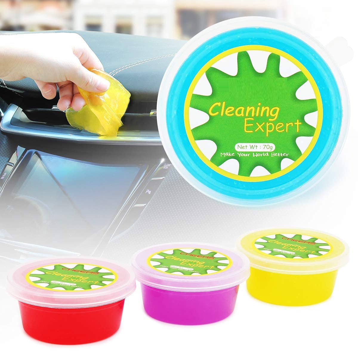 Car Cleaning Gel Kit (4-Pack, 280g) - Interior Detailing Putty for Auto Care