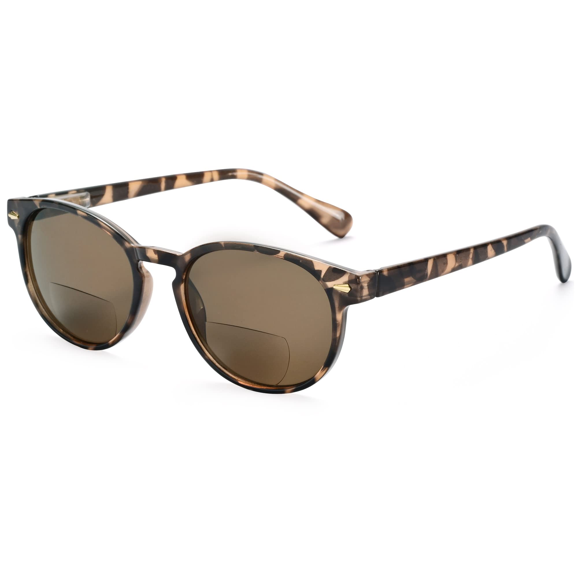 Madison Avenue Round Bifocal Reading Sunglasses for Women & Men - Spring Hinge UV400 Protection Sun Readers (Demi, +2.25) - Perfect for Outdoor Reading, Driving & Fashion Accessories