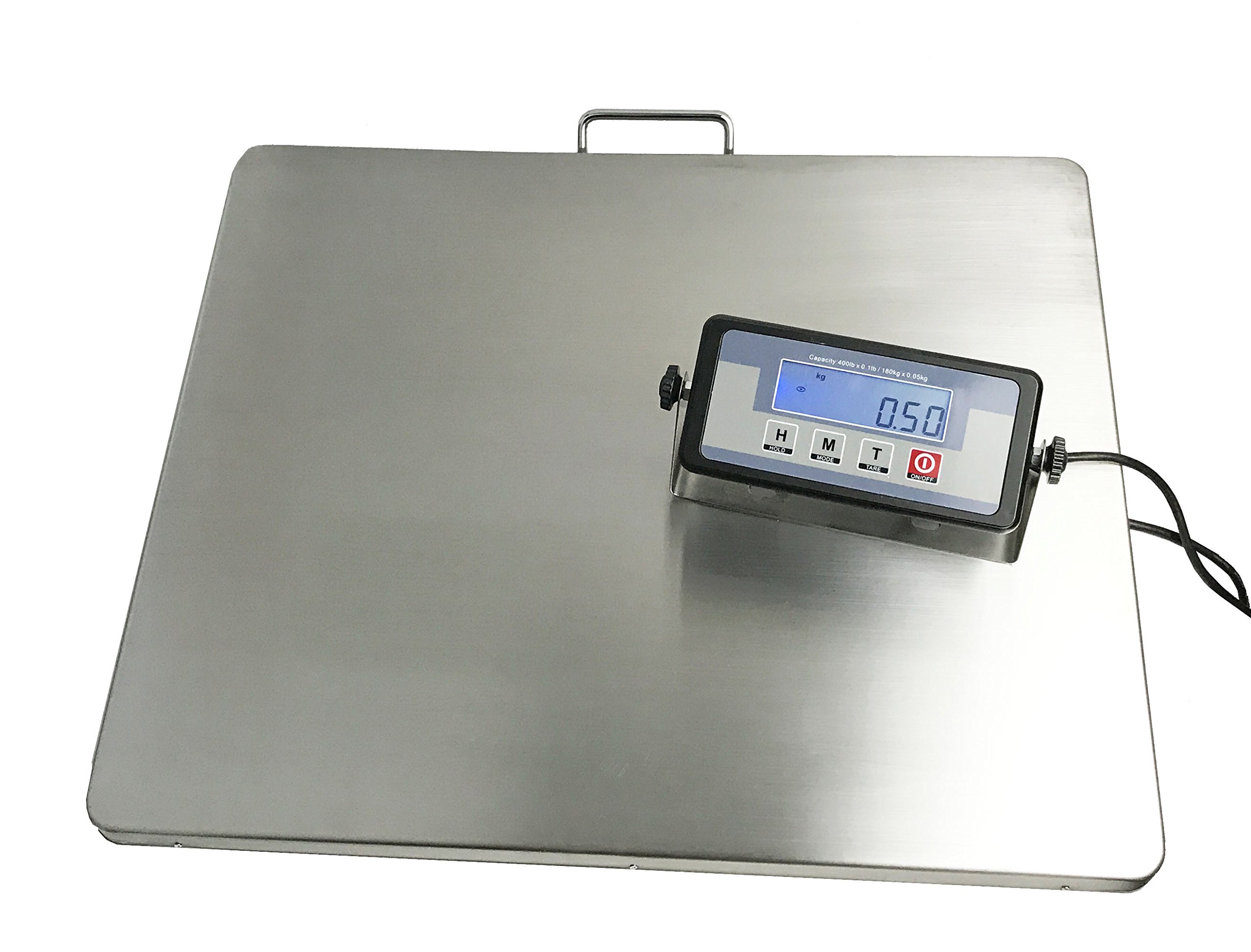 Angel USA 22x18 Inch Heavy Duty Digital Postal Scale - 400lb Capacity Stainless Steel Platform, Battery/AC Powered - Perfect for Shipping, Warehouse, Office & Home Use