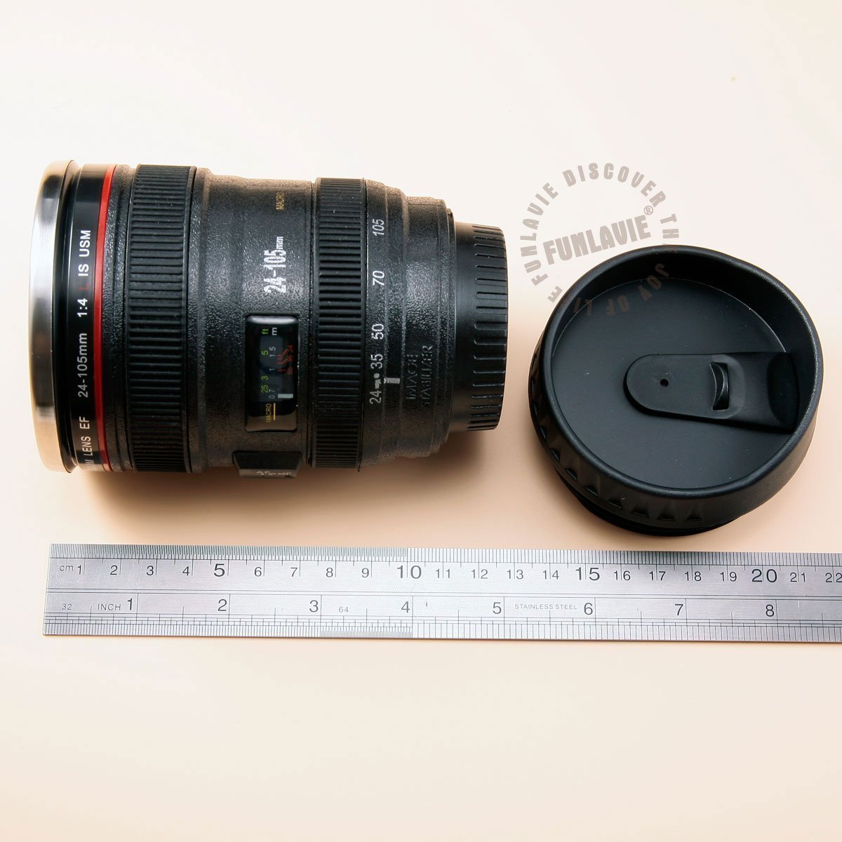 Funlavie Camera Lens Coffee Mug - Unique Travel Mug for Coffee & Tea, Novelty Birthday Gifts for Women & Men - Perfect for Office, Camping & Photography Enthusiasts