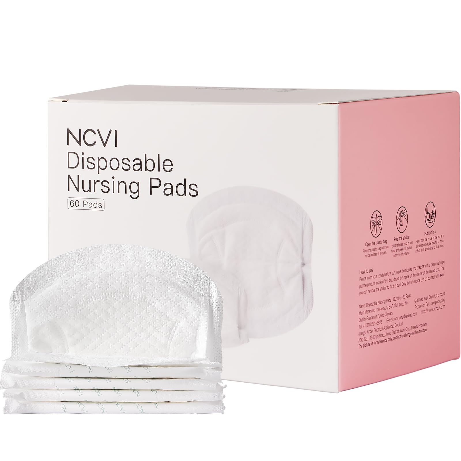 NCVI Disposable Nursing Pads - Super Absorbent & Leakproof Breast Pads for Breastfeeding Moms | Ultra Soft & Thin Nipple Pads (60 Count) | Perfect for Daytime Comfort & Nighttime Protection