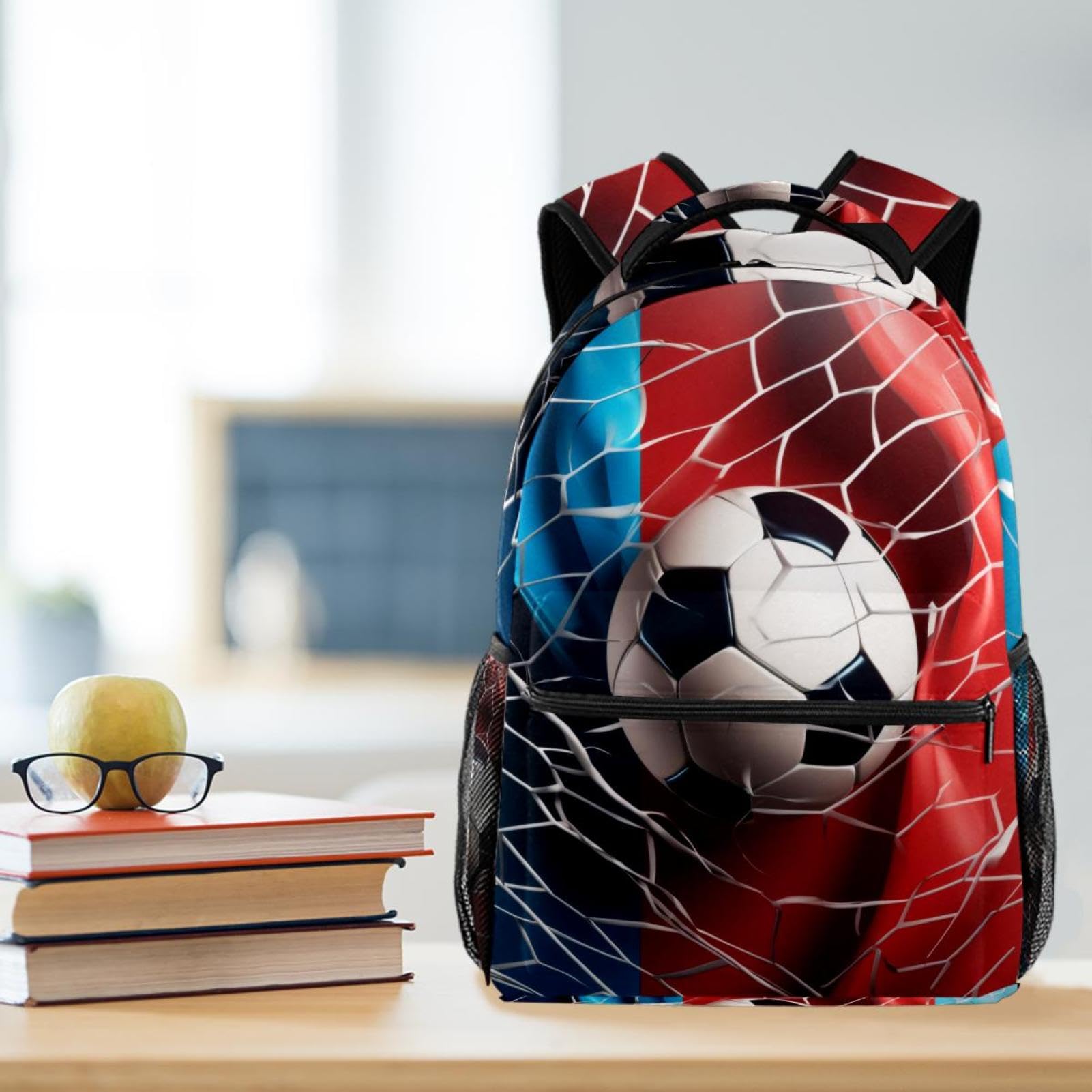 FVQL Kids Backpack for School - France Flag & Football Design, Durable Bookbag for Teens & Children - Perfect for School, Travel & Sports Activities