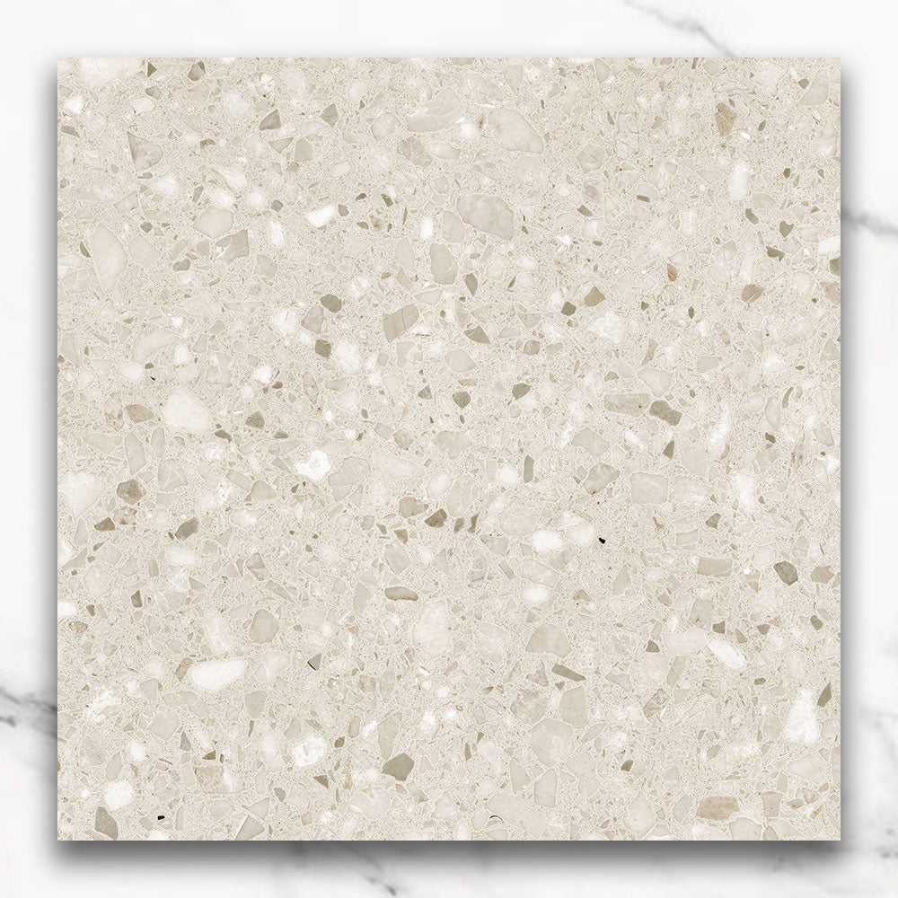 Modena Beige 600x600mm Matte Terrazzo Porcelain Floor Tile - Perfect for Kitchen, Bathroom & Living Room Flooring