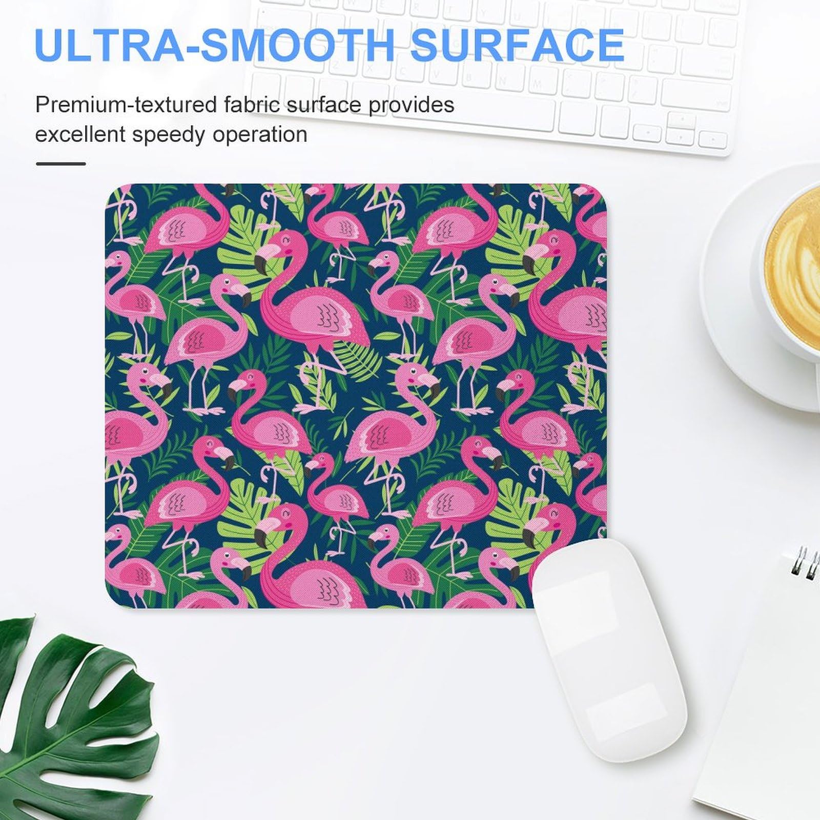 Premium Palm Leaves Flamingo Mouse Pad - Non-Slip Waterproof Gaming Mouse Mat (25x30cm) for Home & Office Use | Durable Unisex Design for PC, Laptop & Workstation