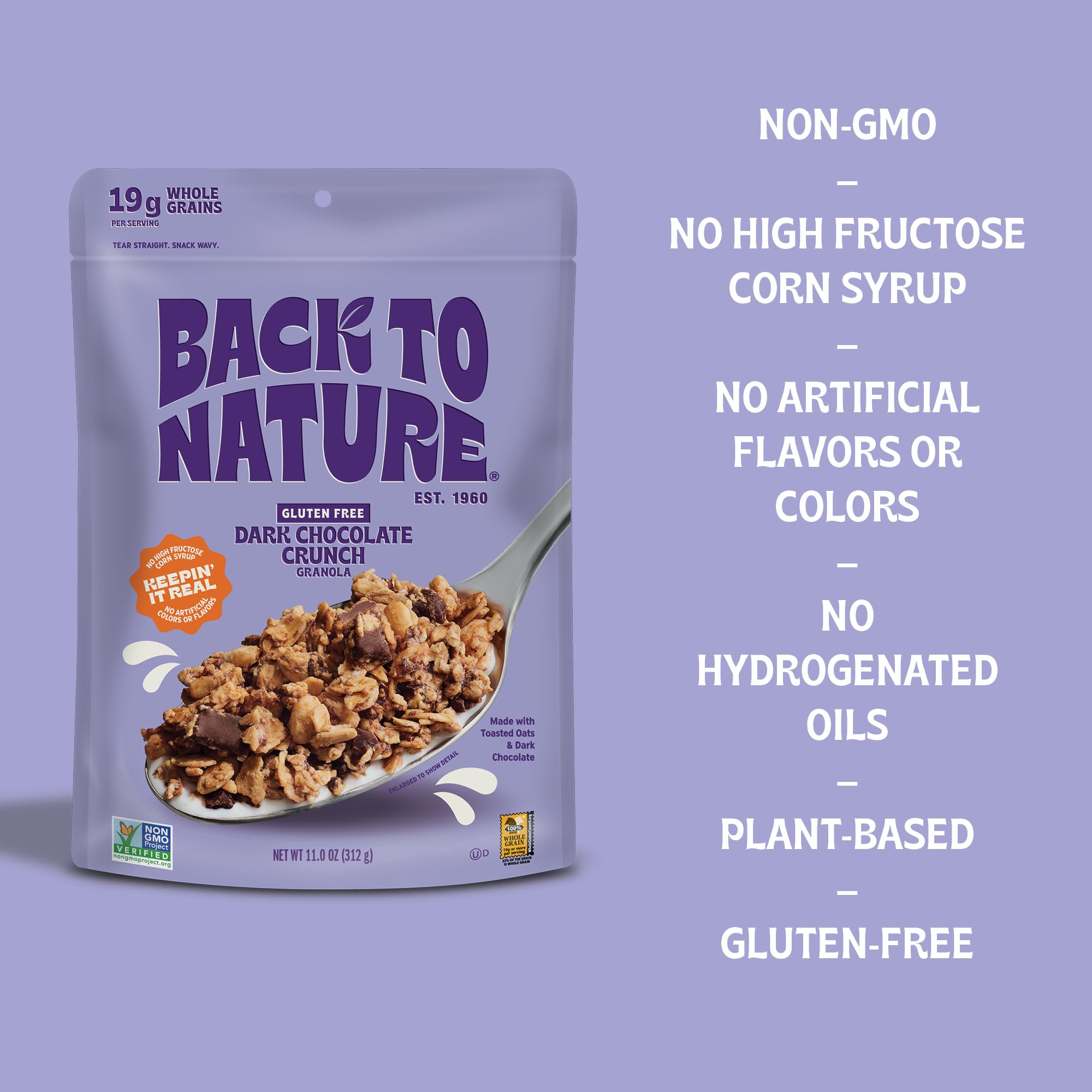 Organic Gluten-Free Granola Cereal - Non-GMO, Vegan, Whole Grain Rolled Oats Snack - Chocolate Flavor, 11oz (6-Pack) - Perfect for Breakfast, Healthy Snacking & On-the-Go Nutrition