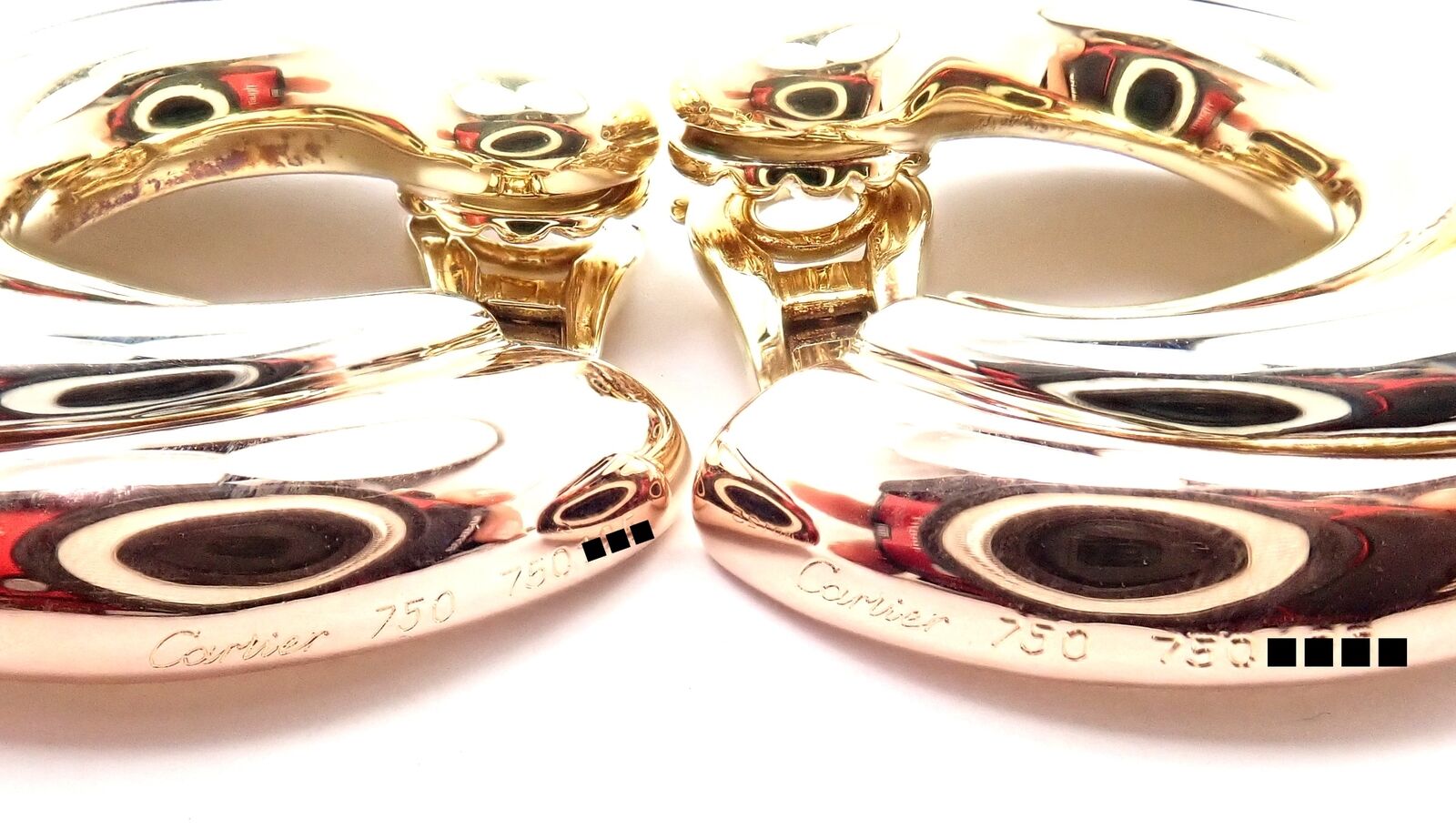 Authentic Cartier 18k Tri-Color Gold Large Trinity Swirl Hoop Earrings for Women | Luxury Jewelry Gift for Anniversary, Birthday & Special Occasions