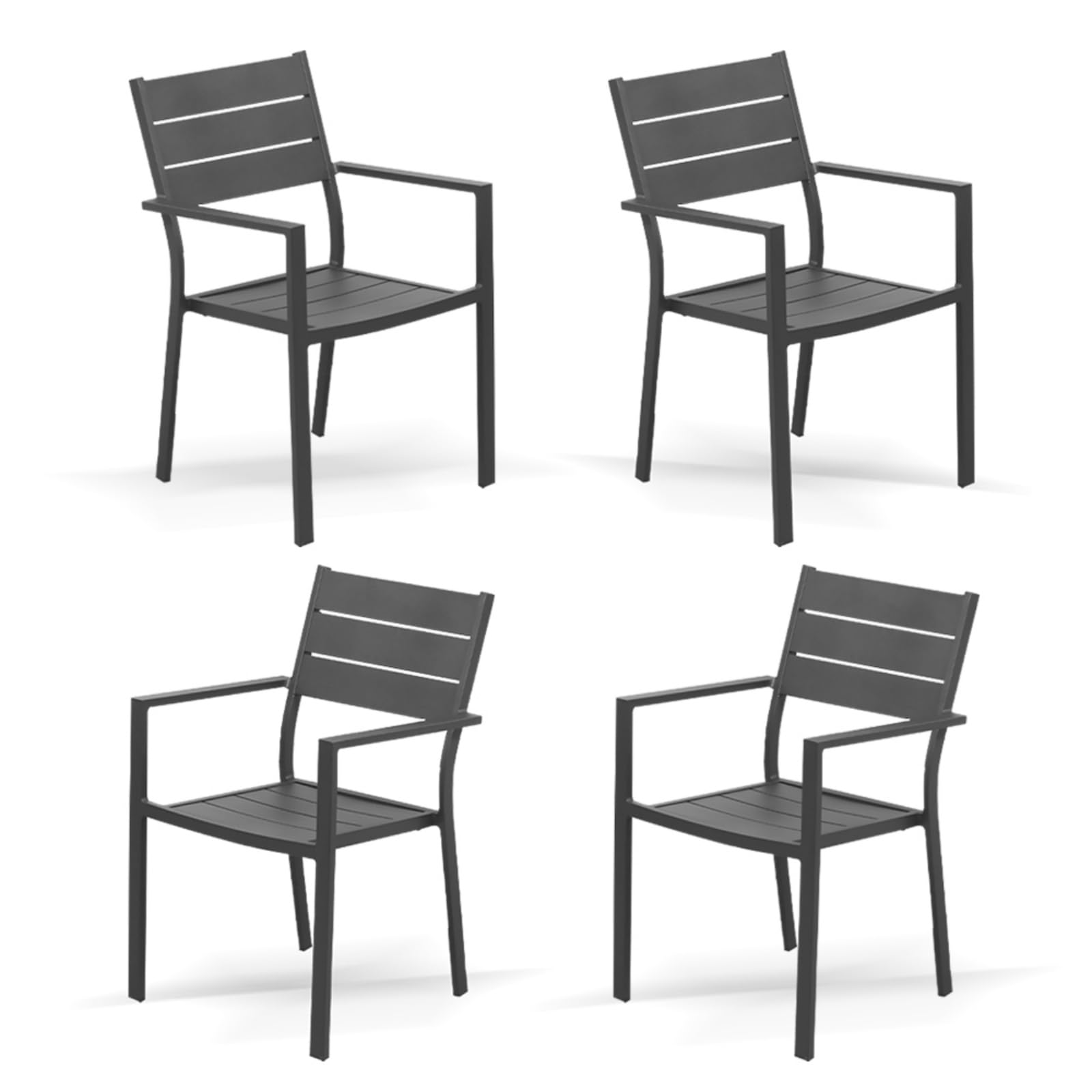 4-Piece Stackable Aluminum Patio Dining Chairs Set - 17