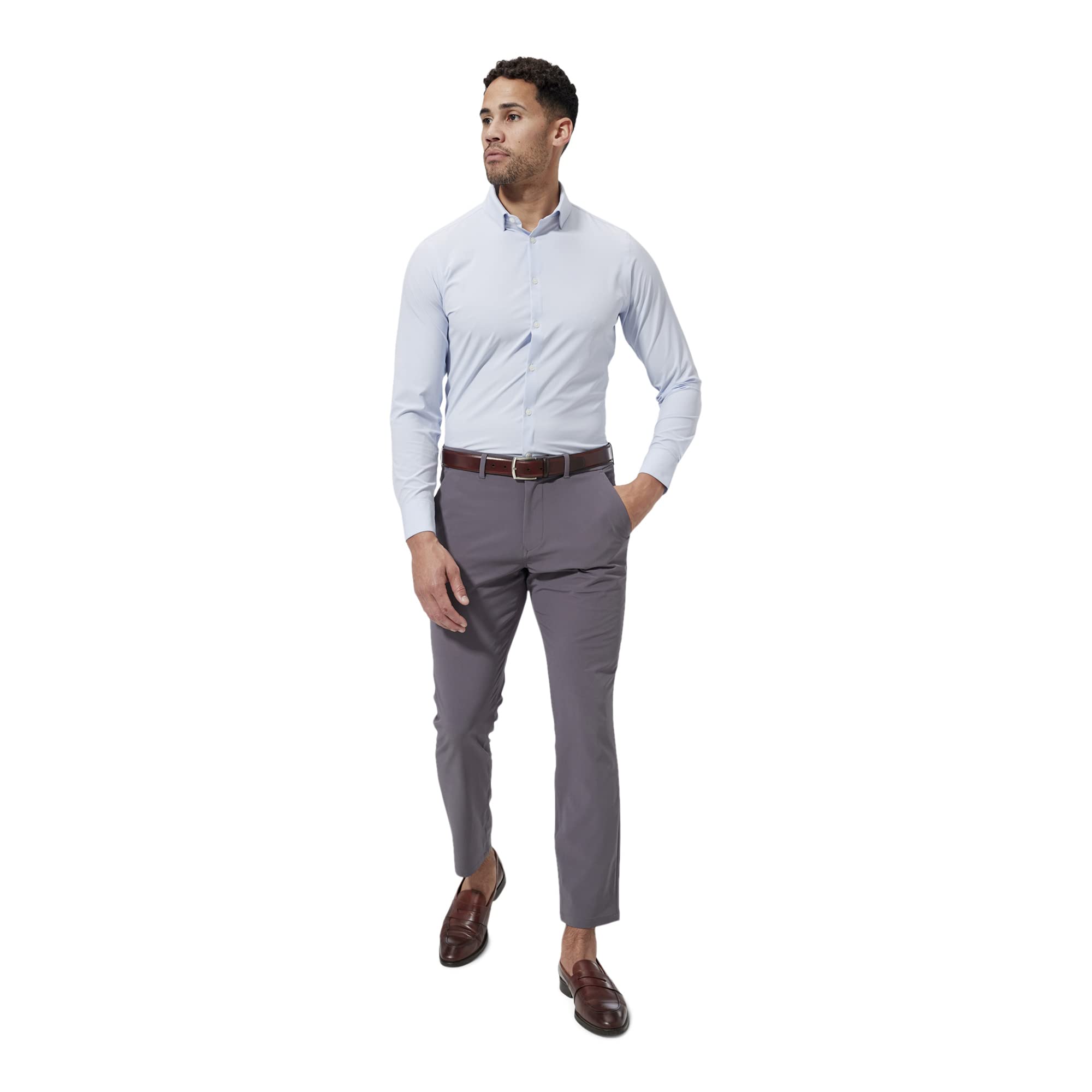 Mizzen+Main Men's Performance Dress Shirt - Trim Fit, Machine Washable, 4-Way Stretch, Wrinkle-Free - Leeward Collection - Perfect for Office, Business Meetings & Formal Events