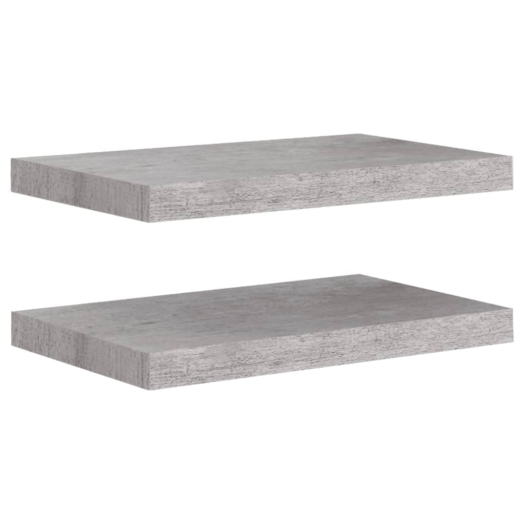 Floating Shelf Wall Mount - 2 Pack Concrete Gray MDF Shelves 19.7