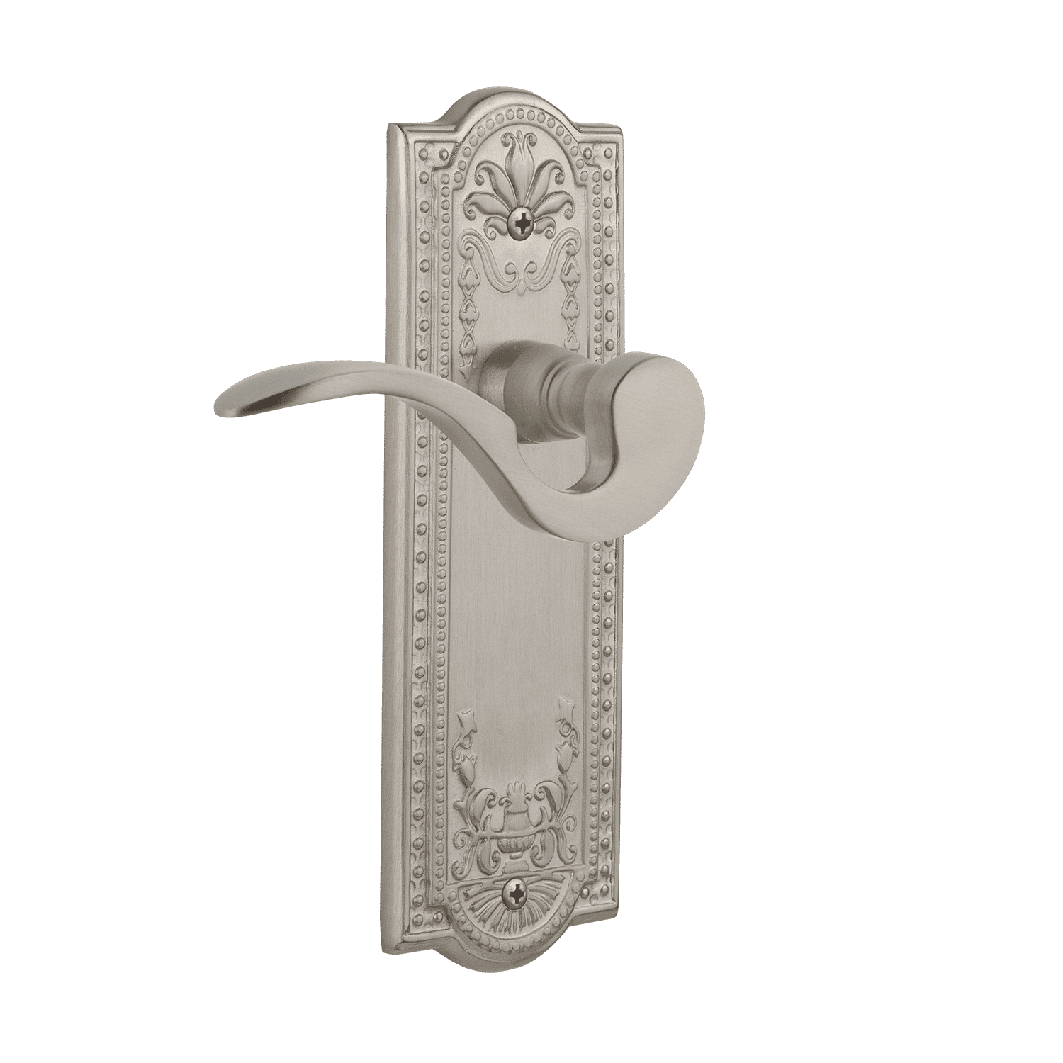 Satin Nickel Manor Lever Long Plate - Elegant and Durable Door Hardware for Traditional and Modern Homes | Perfect for Entry Doors, Bedrooms, and Offices