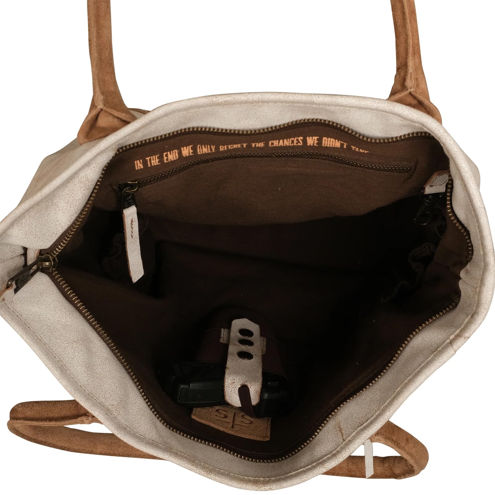 STS Ranchwear Women's Cremello White & Tan Leather Tote Bag - Stylish Western Handbag for Work, Travel & Everyday Use