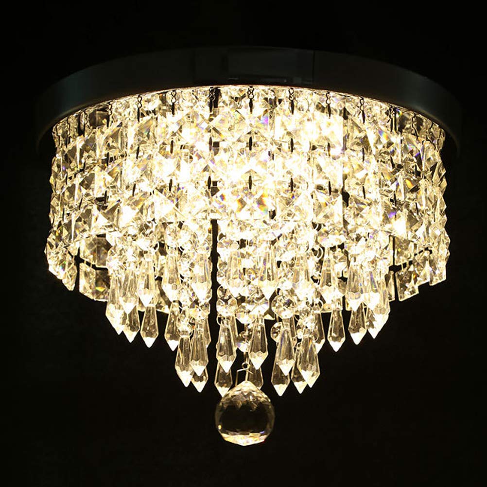 Totority Crystal LED Chandelier Ceiling Light - Modern Hanging Pendant Lamp for Dining Room, Bedroom, or Living Room Decor