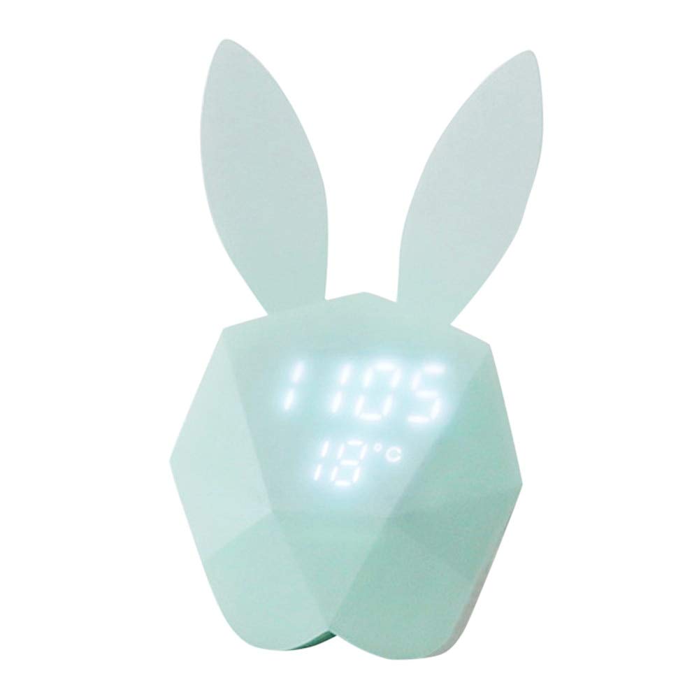 Jiaye Digital Alarm Clock with LED Display, Voice Control, USB Charging & Night Light - Cute Rabbit Design for Kids, Teens, Adults - Perfect for Bedroom, Office, Travel & Gift Giving