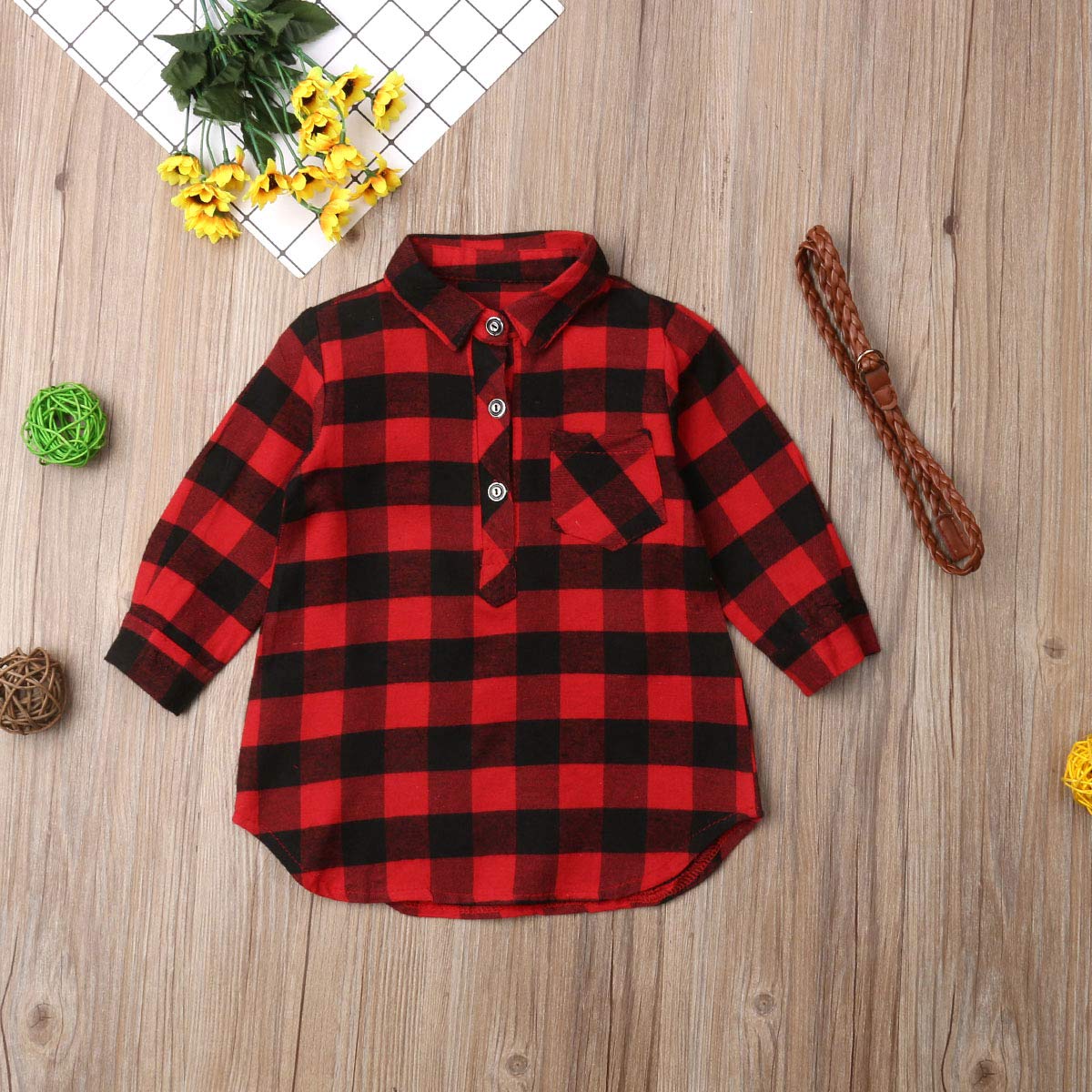 Adorable Toddler Girls Long Sleeve Plaid Party Dress - Princess Wedding Mini Dress with Waistband - Perfect for Birthday Parties, Weddings & Special Occasions
