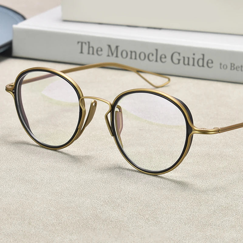Stylish Black Unisex Titanium Round Eyeglasses D100 - Lightweight & Durable Full Rim Glasses for Men & Women - Perfect for Reading, Work, and Everyday Fashion