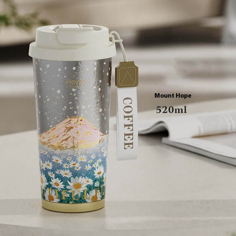 Premium Titanium Coffee Mug with Leak-Proof Lid - Lightweight & Durable Travel Thermos for Hot & Cold Drinks - Perfect for Camping, Hiking, Office & Daily Commute | BC6817