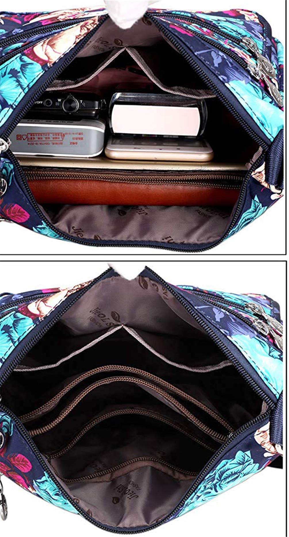 Stylish Nylon Floral Crossbody Bag for Women - Multi-Pocket Travel Shoulder Purse with Secure Zipper Closure | Perfect for Daily Commute, Shopping & Vacation Outfits