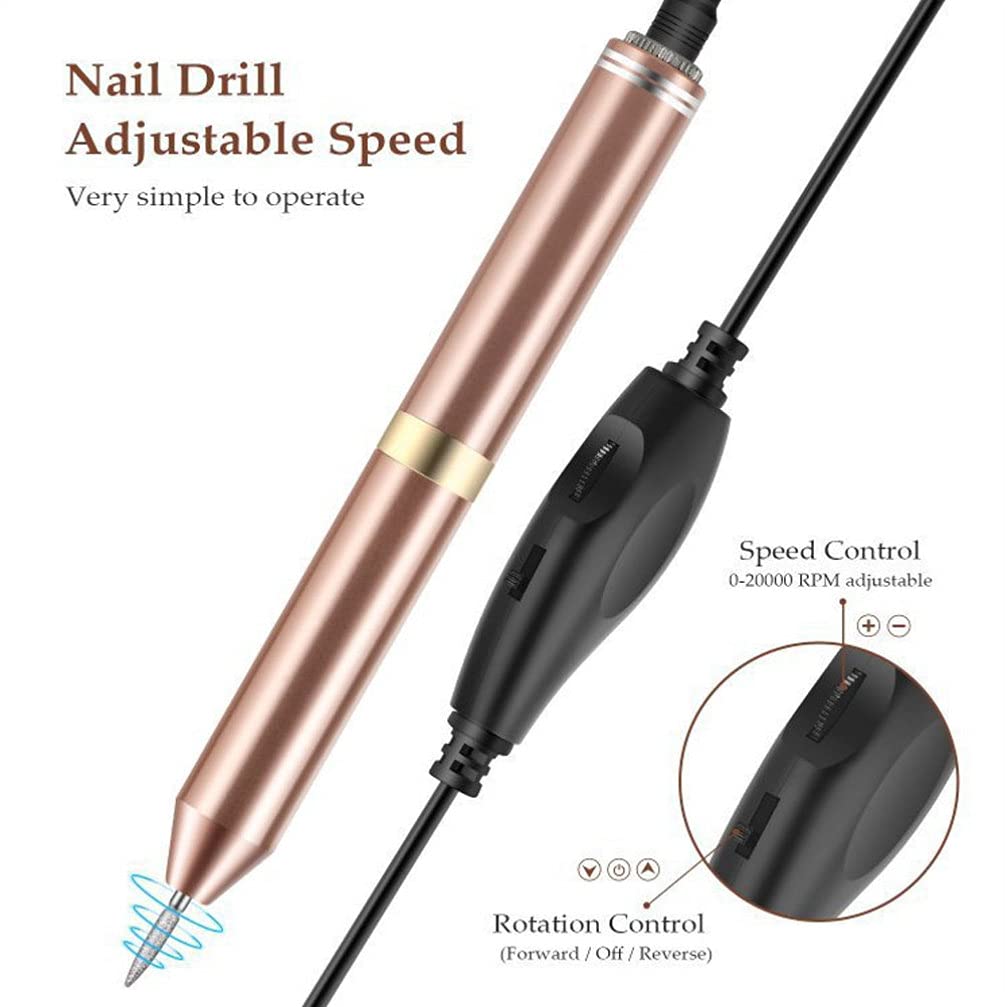 Beaupretty Portable Electric Nail Drill - Professional USB Rechargeable Manicure Kit with 6 Sanding Bands & LED Light for At-Home Nail Care, Salon Quality Pedicure & Gel Polish Removal