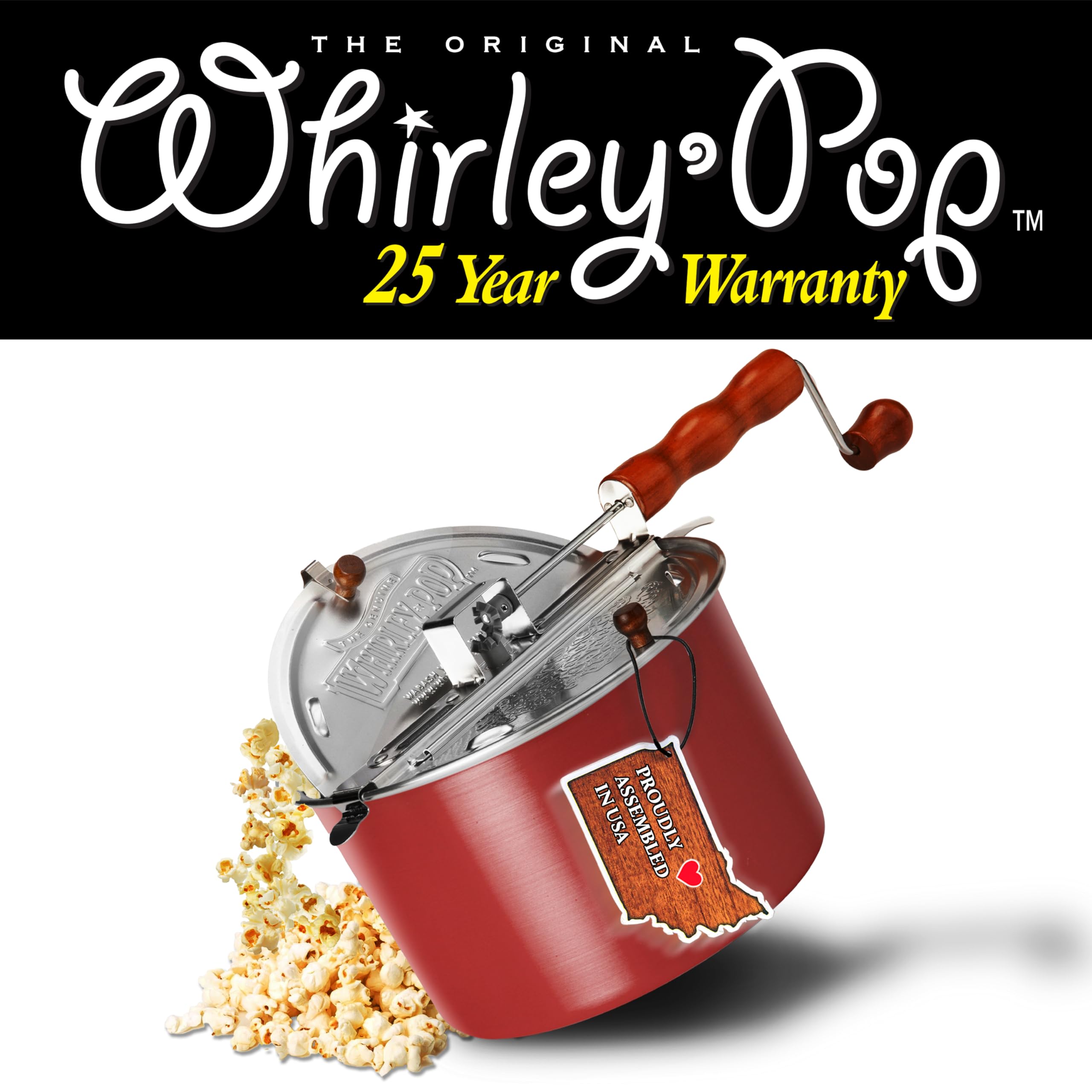 Premium Wabash Popcorn Poppers with Kernels - Durable Metal Gear, Vibrant Red - Perfect for Movie Nights, Parties, and Home Snacking