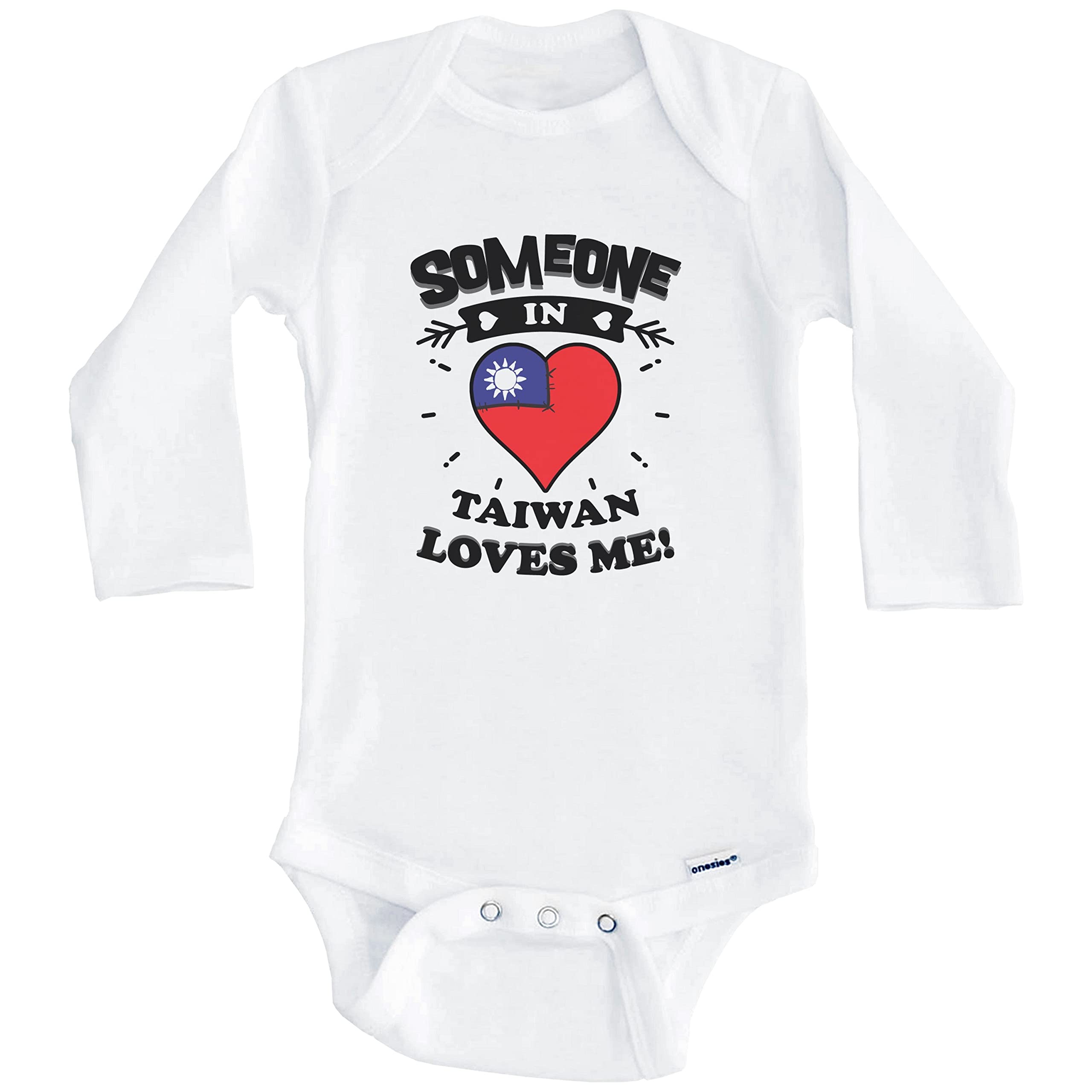 Someone in Taiwan Loves Me Taiwanese Heart One Piece Baby Bodysuit - Long Sleeve Cute Infant Romper for Newborns & Toddlers - Perfect for Family Photos, Holidays & Special Occasions