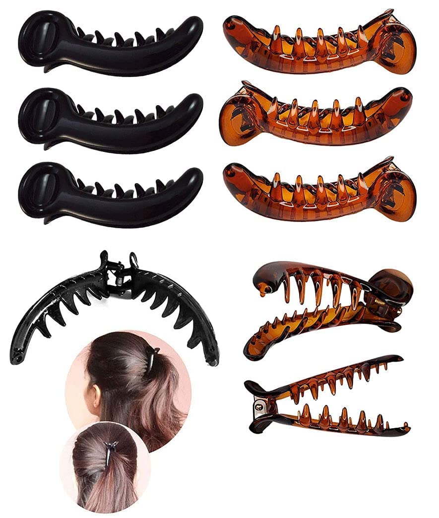 BLINE Banana Mirchi Shape Hair Clips for Women and Girls - 6 Pack Multicolor Hair Accessories for School, Work, Parties & Everyday Styling