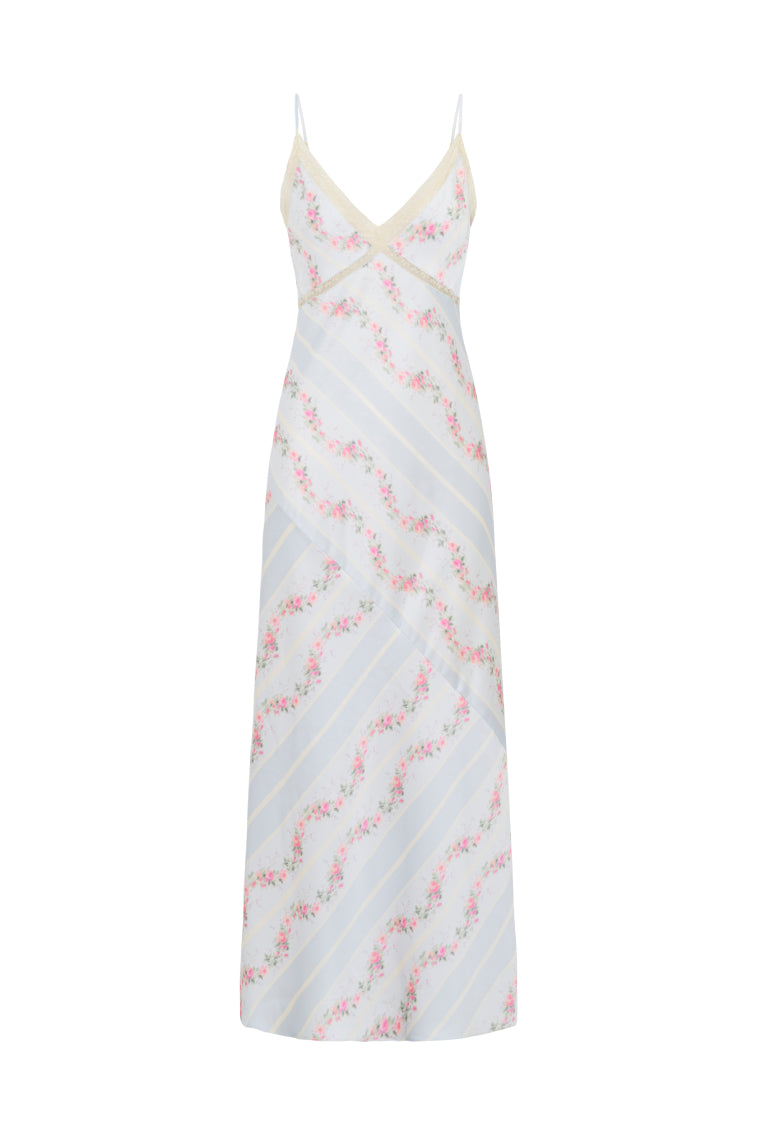 Ermon Women's Satin Floral Slip Dress - Elegant V-Neck Nightgown for Wedding Guest, Date Night & Special Occasions