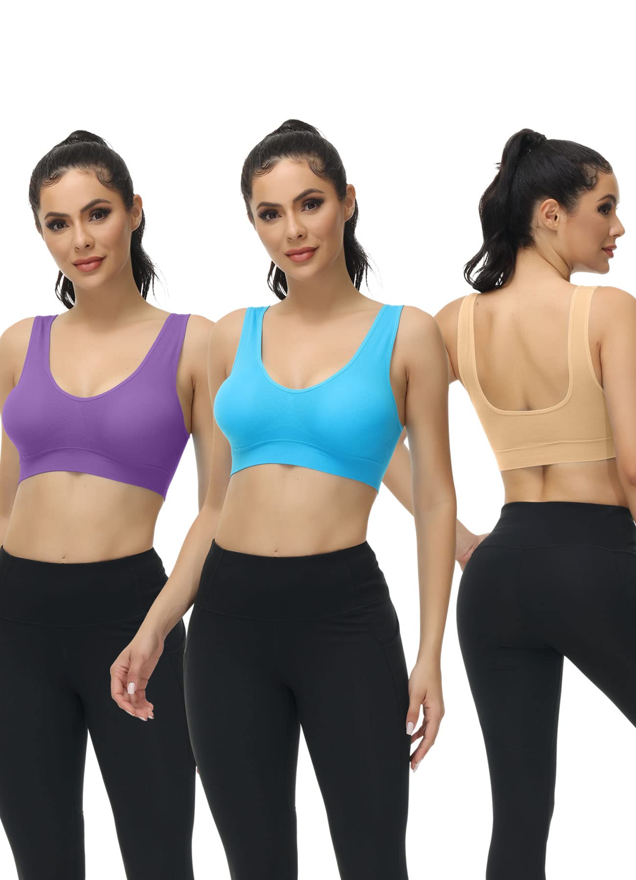 TOBWIZU Women's Medium Support Sports Bras with Pocket - Yoga, Gym & Workout Activewear for Running, Fitness & Daily Wear