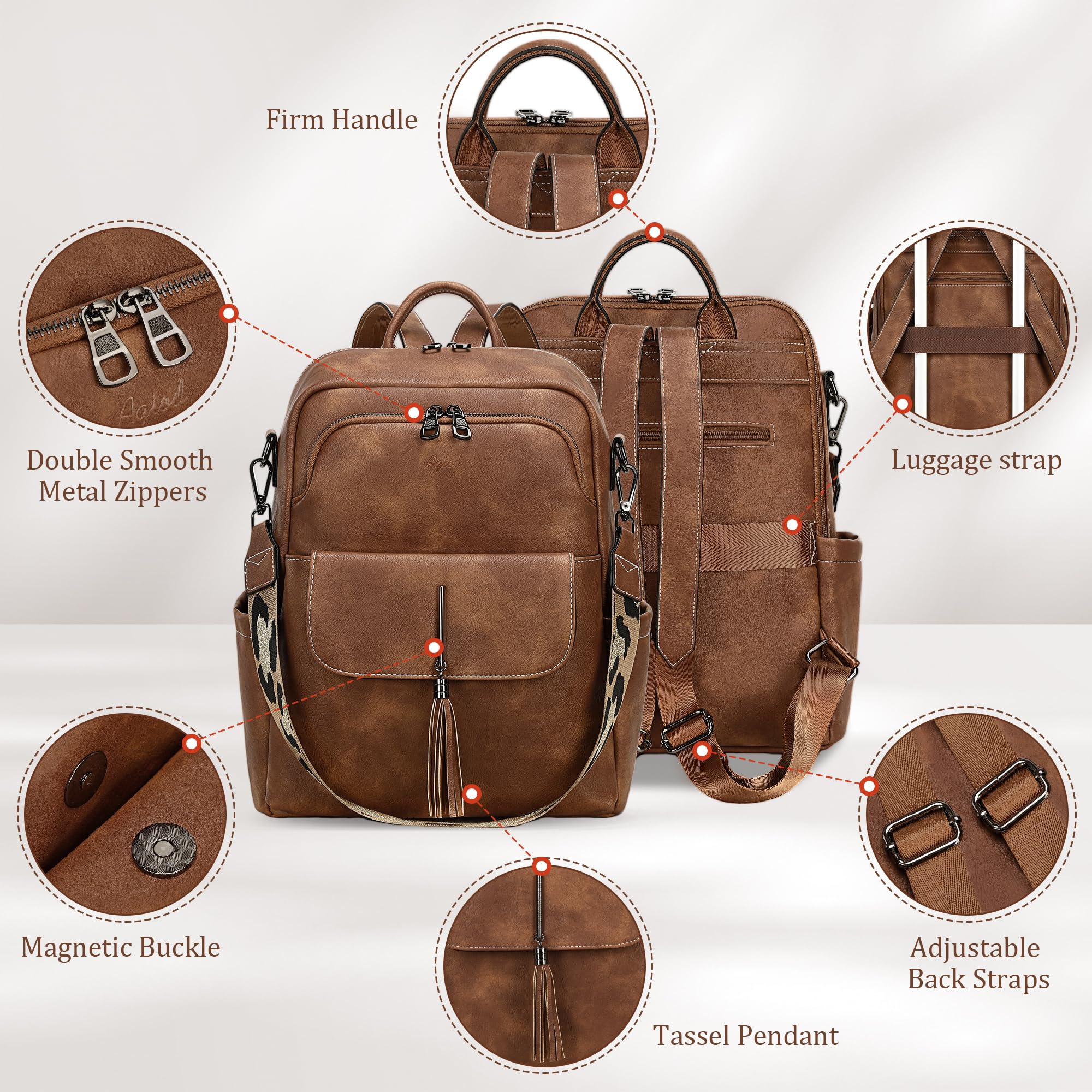 Stylish Leather Backpack Purse for Women - Fashionable Tassel Shoulder Bag with Large Capacity | Perfect for Work, Travel & Everyday Use