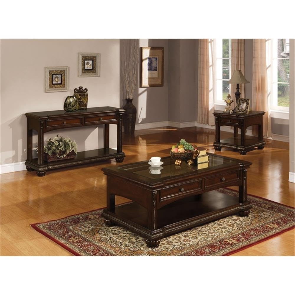 Acme Anondale Cherry Wood Rectangular End Table with Bottom Shelf - Perfect for Living Room, Bedroom & Office Decor