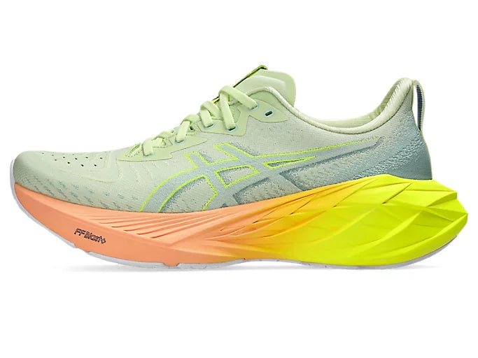ASICS Men's NOVABLAST 4 Running Shoes - Lightweight Cushioned Sneakers for Jogging & Training | Cool Matcha/Safety Yellow Colorway | Perfect for Road Running, Gym Workouts & Daily Wear