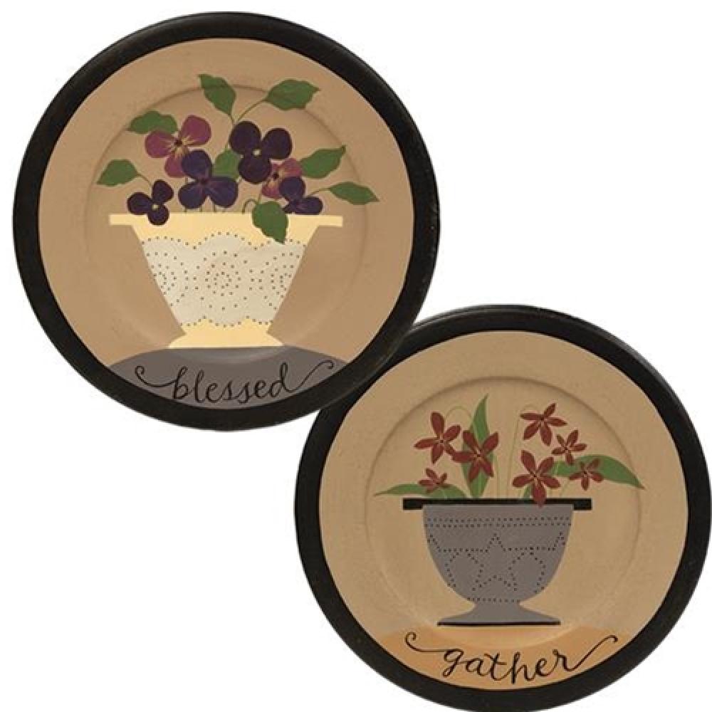Gather or Blessed Floral Plate Set of 2 - Elegant Dinnerware for Special Occasions, Tea Parties & Home Decor