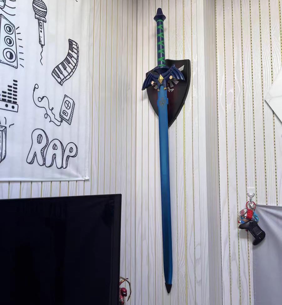Authentic Replica Master Sword - Samurai Sword Collection for Decoration & Cosplay | Full Tang Blue Metal Sheath | Non-Sharp Anime Game Prop | Perfect for Skyward Sword & Japanese Themed Displays